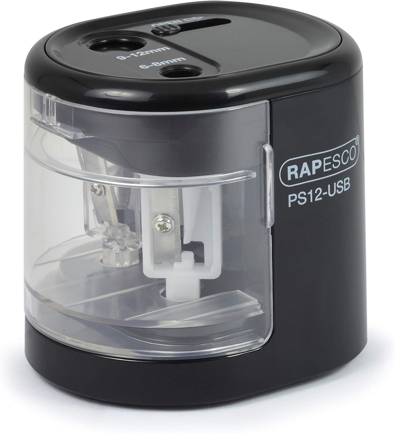 Rapesco 1449 Automatic Electric USB/Battery Pencil Sharpener, Black 1