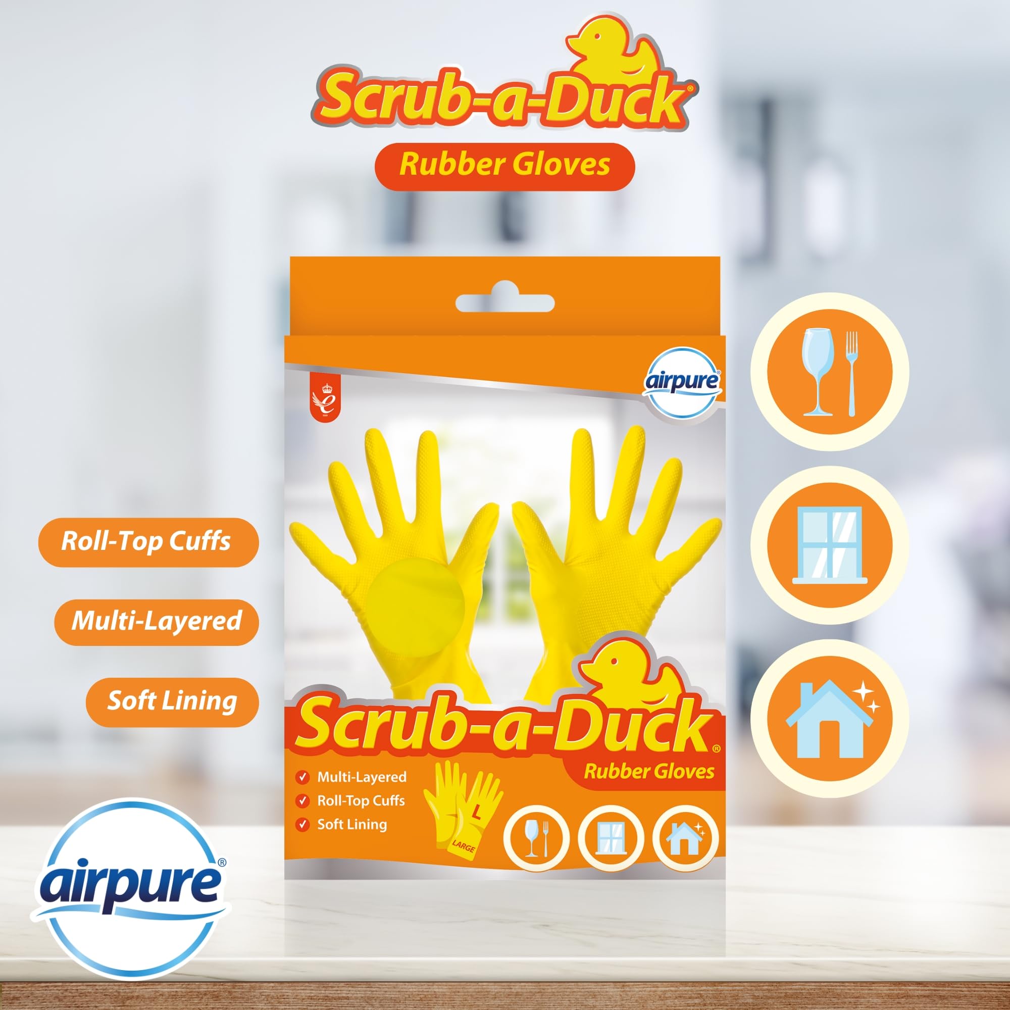Scrub a Duck - Rubber Cleaning Gloves for Washing Up