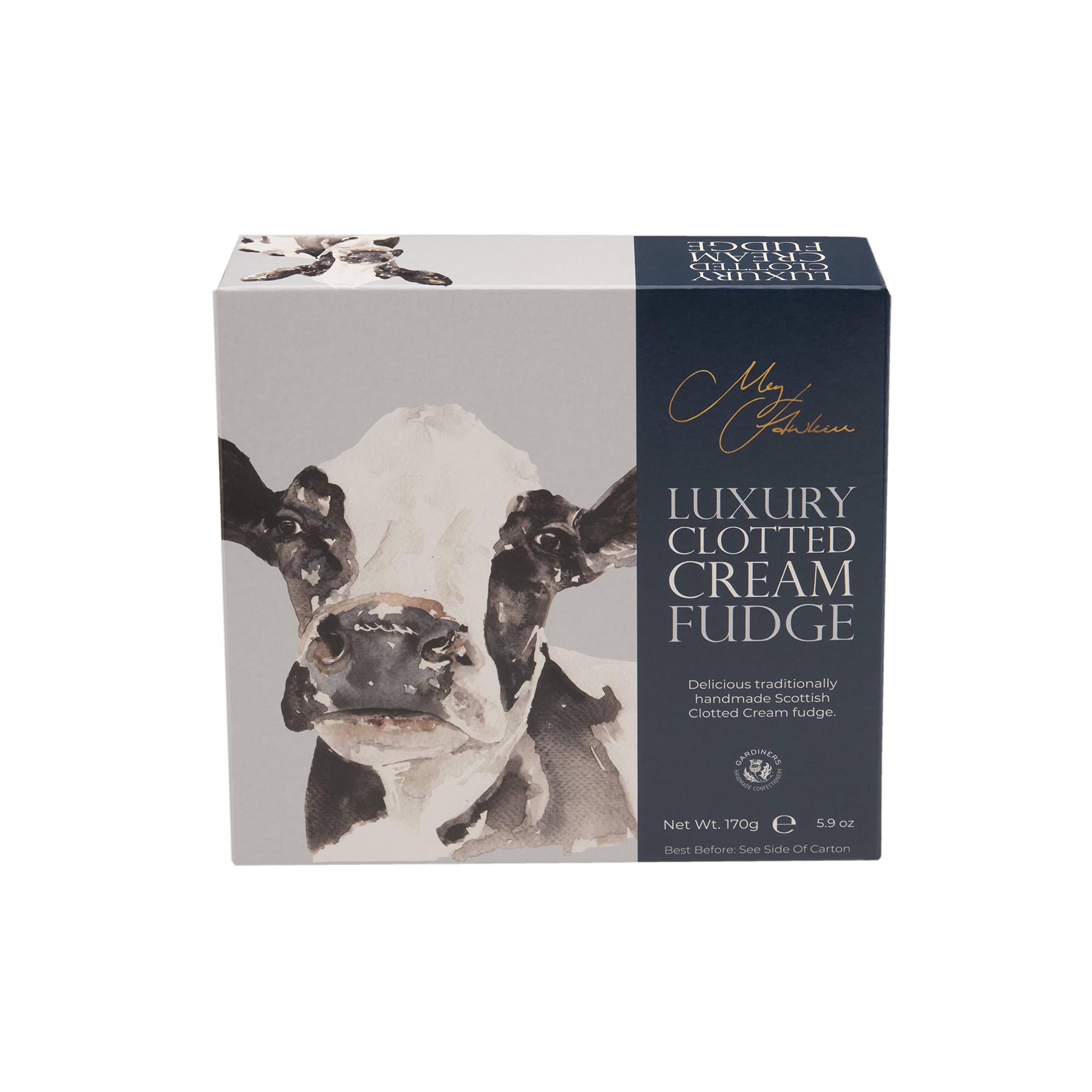 Gardiners of Scotland Fresian Cow Clotted Cream Fudge - 170g Luxury Handmade Scottish Fudge in Artist-Designed Gift Carton