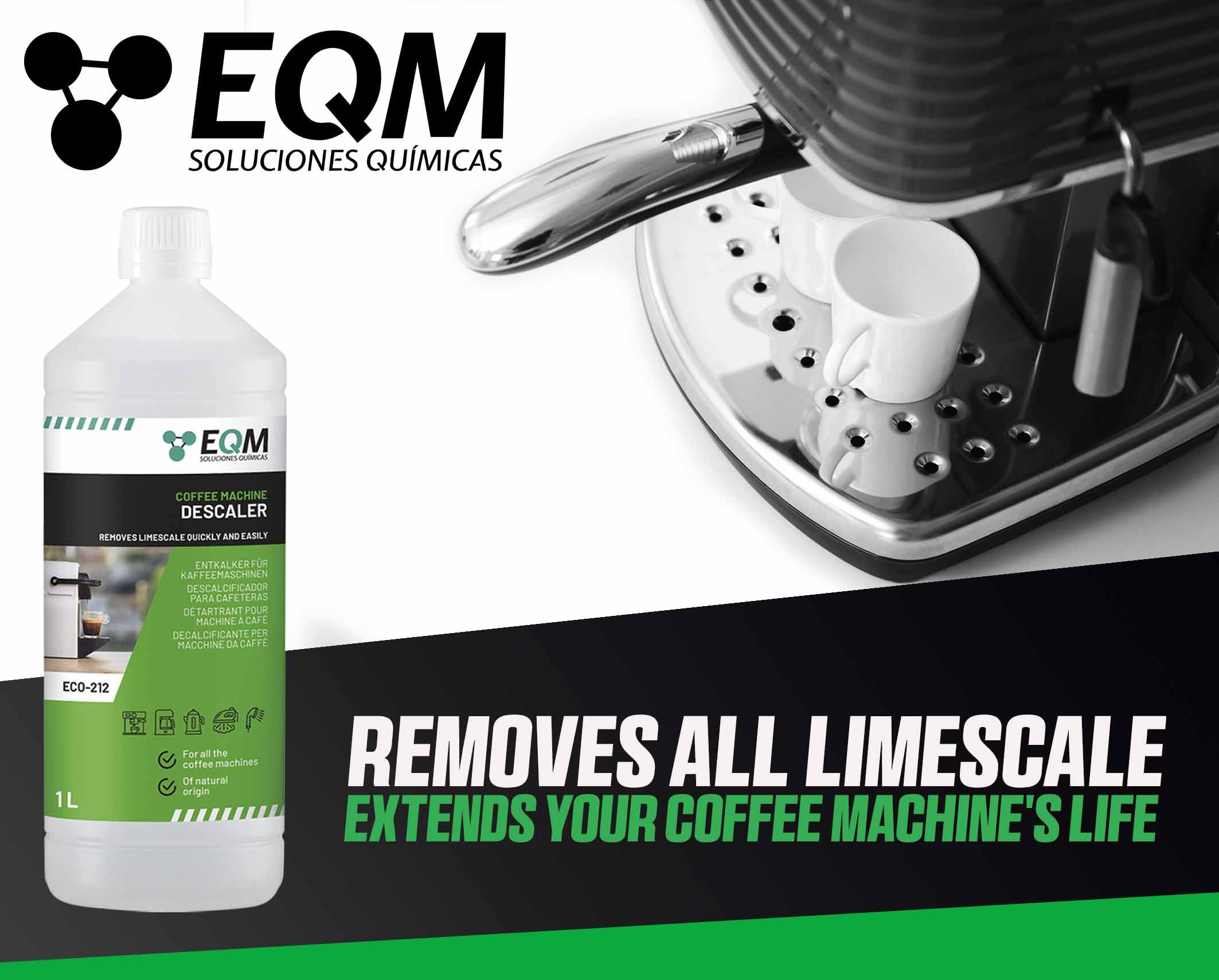 EQM - ECO-212 Coffee Machine Descaler - 1L - 100% Natural Origin with Citric Acid 7