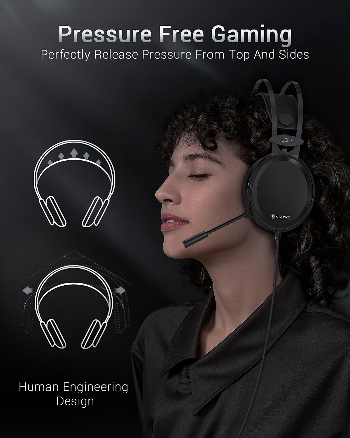 NUBWO N7 Gaming Headset - 50mm Drivers, Noise-Isolating Mic, Wired for PS4, Xbox One, PC, PS5, Nintendo Switch 6