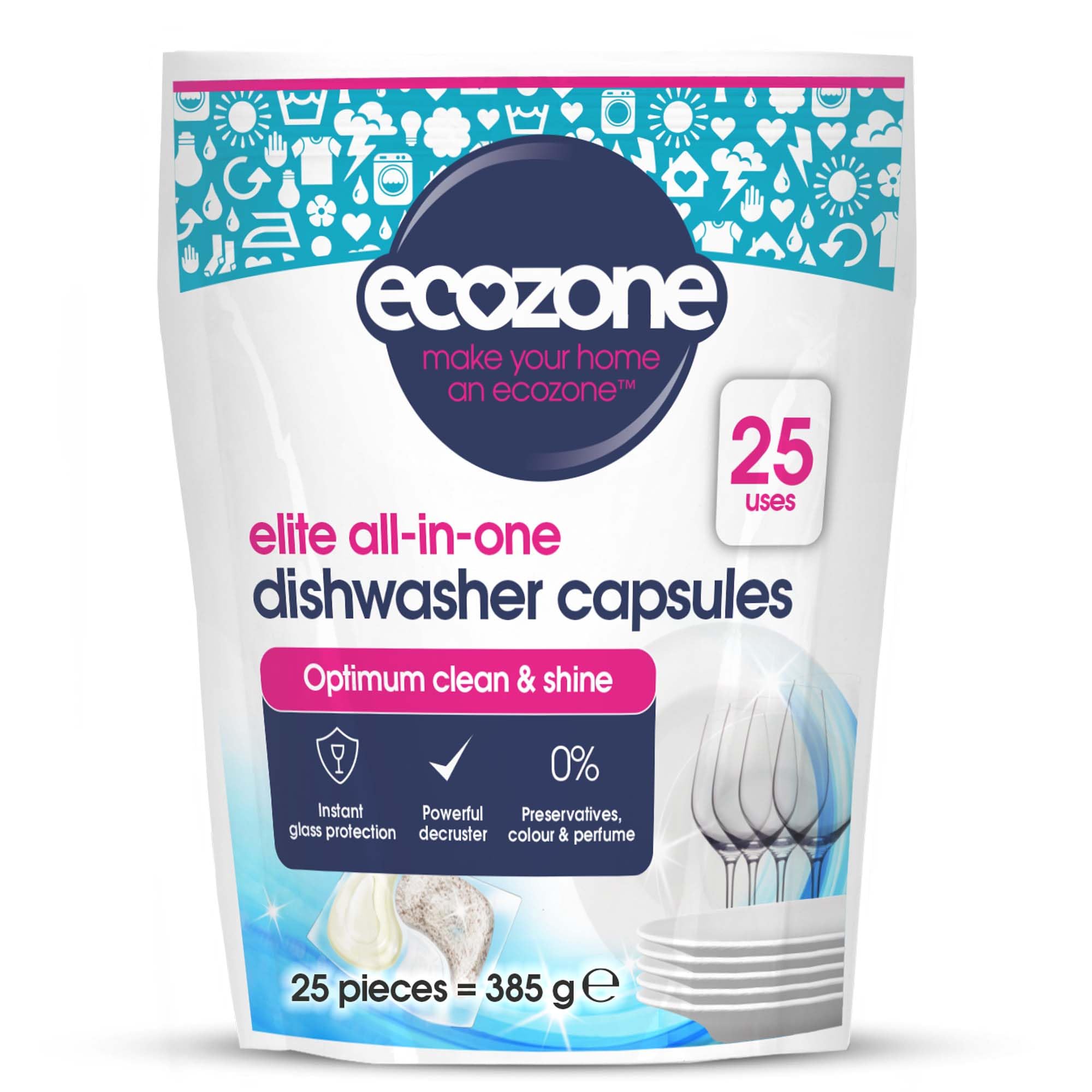 Ecozone - Optimum All In One Dishwasher Capsules 25 Pack