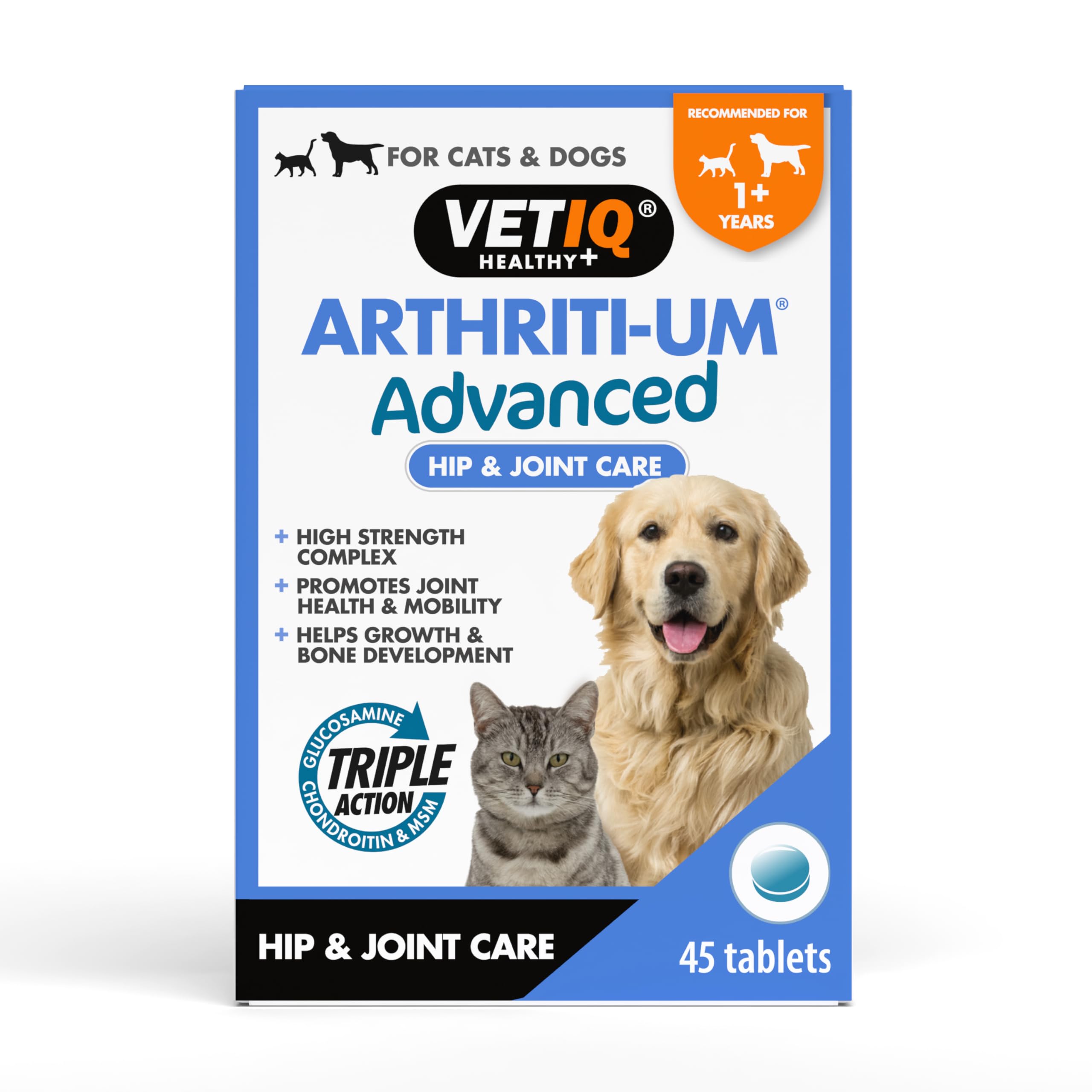VETIQ Arthriti-Um Advanced Hip & Joint Care Tablets - 45 Count | Supports Mobility & Flexibility 1
