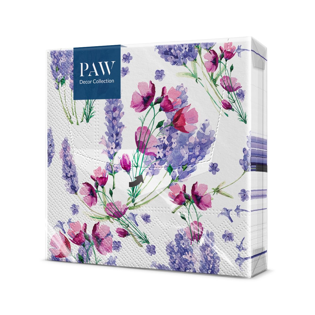 PAW Decor Collection 3-Ply Napkins - Wild Flowers Design | 33 x 33 cm | 20 Pieces