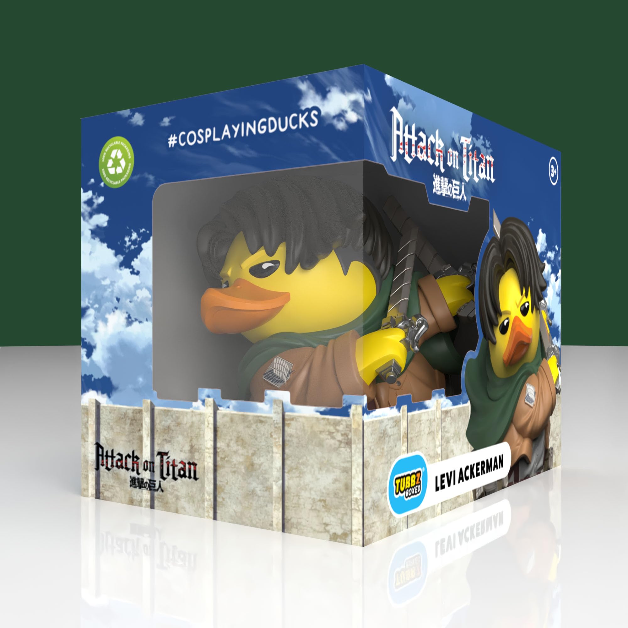 TUBBZ Attack on Titan - Levi Ackerman Cosplaying Rubber Duck Collectible Figure | 9 cm | Polyvinyl Chloride