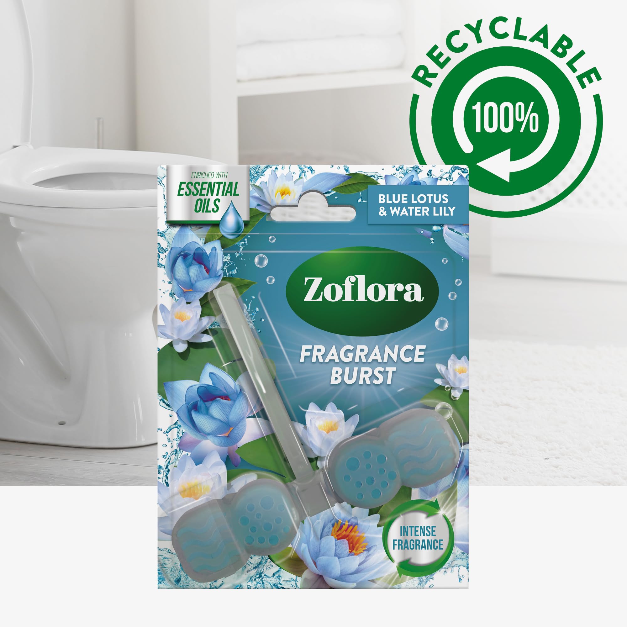 Zoflora - Blue Lotus & Water Lily Toilet Rim Block, 48g 3