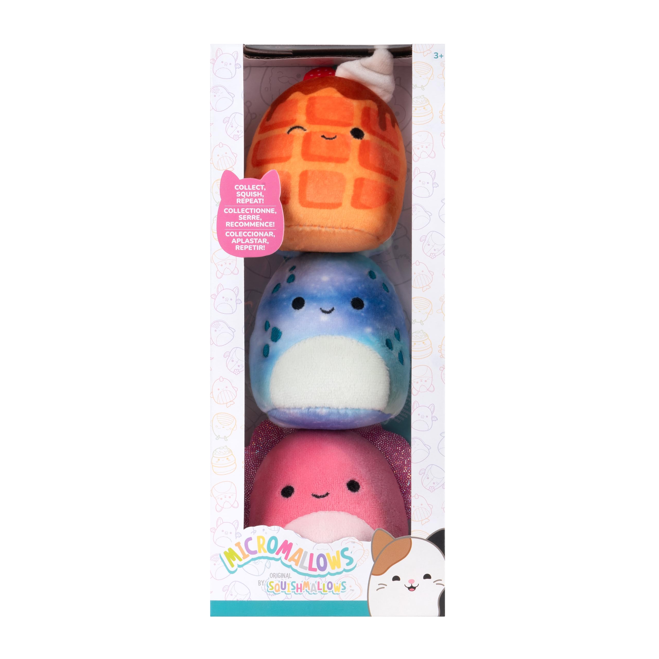 Micromallows Squishmallows 3-Pack Plush - Auggie the Cuttlefish, Zinx the Alien, Weaver the Waffle 9