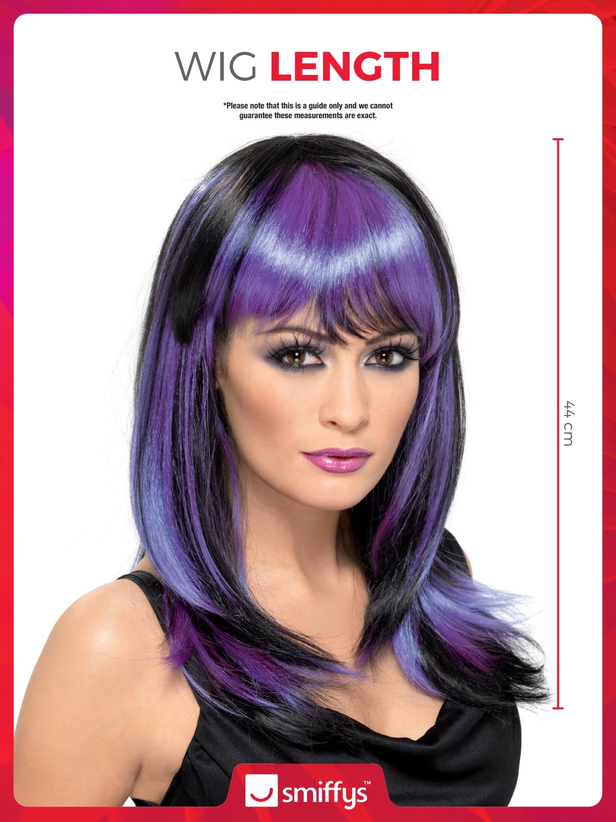 Smiffys Glamour Witch Black and Purple Long Wig with Fringe, One Size 4