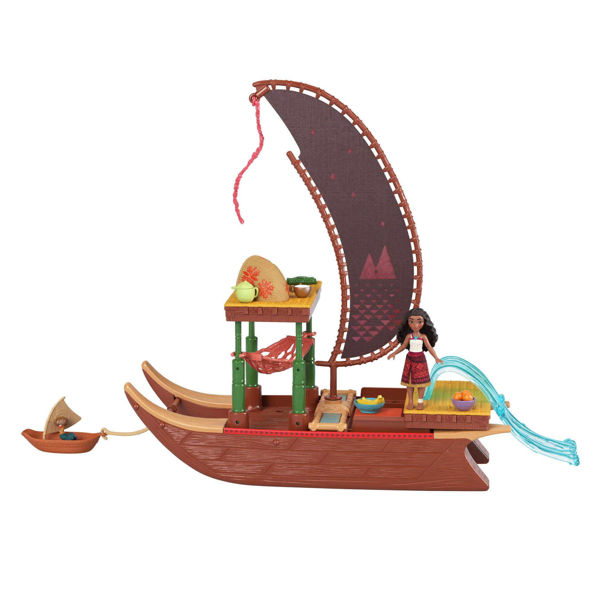 Mattel Disney Moana 2 Adventure Canoe Playset with Floating Canoe, Moana Doll & Heihei - 13-Piece Set for Ages 3+ 10