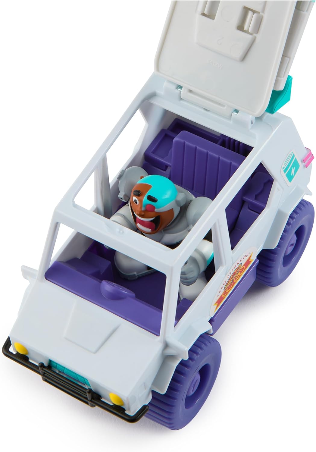 Teen Titans Go! T-Car Pizza Launcher with Cyborg Figure - Action Playset for Kids 4