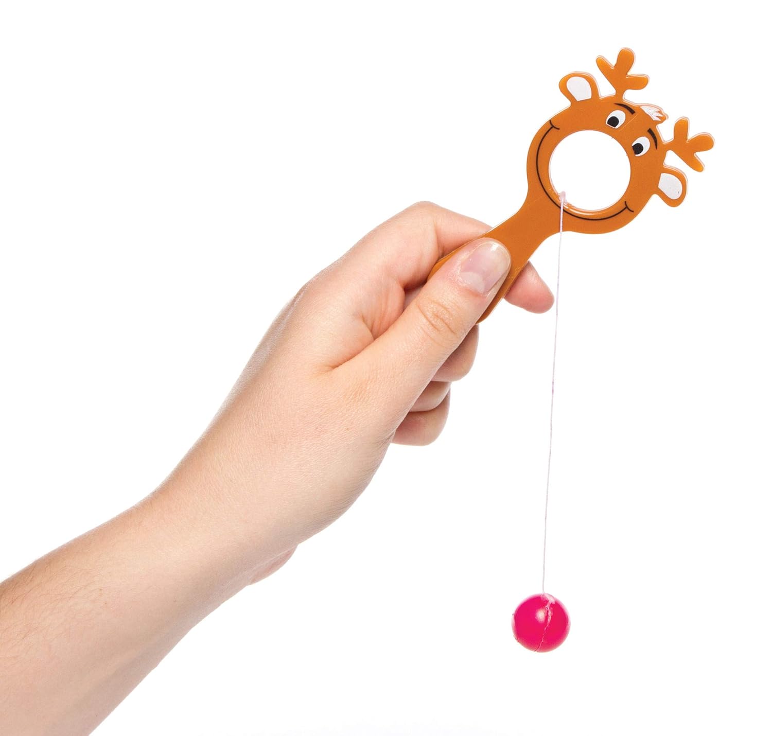 Baker Ross Mini Reindeer Bat & Ball Game - Christmas Party Favour for Kids (Pack of 5)