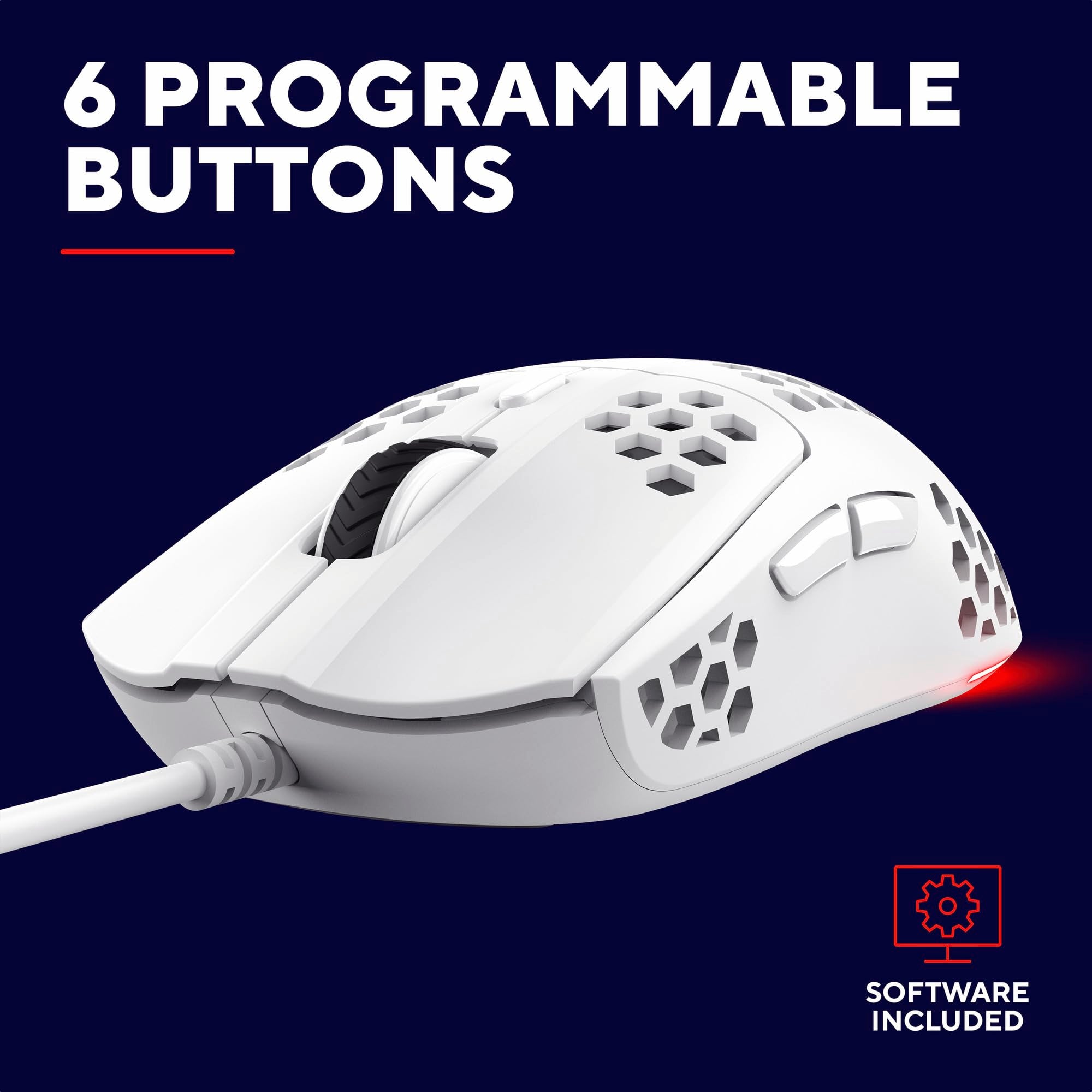 Trust Gaming GXT 928W Helox White Ultra-Lightweight 65g Wired Gaming Mouse with RGB Lighting 15