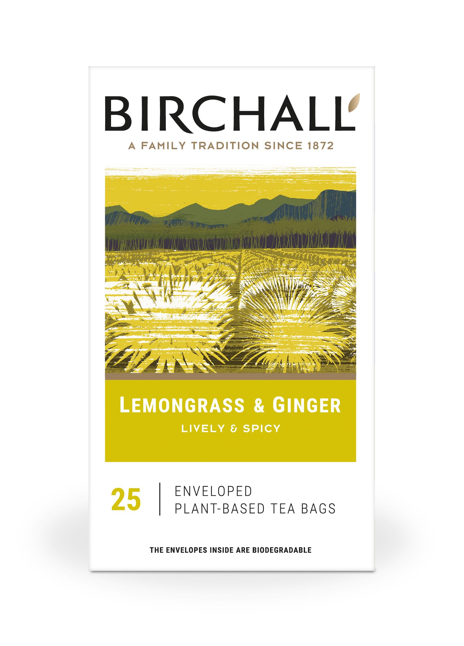 Birchall Lemongrass & Ginger Herbal Tea Gift Set - 25 Biodegradable Tea Bags, Caffeine Free
