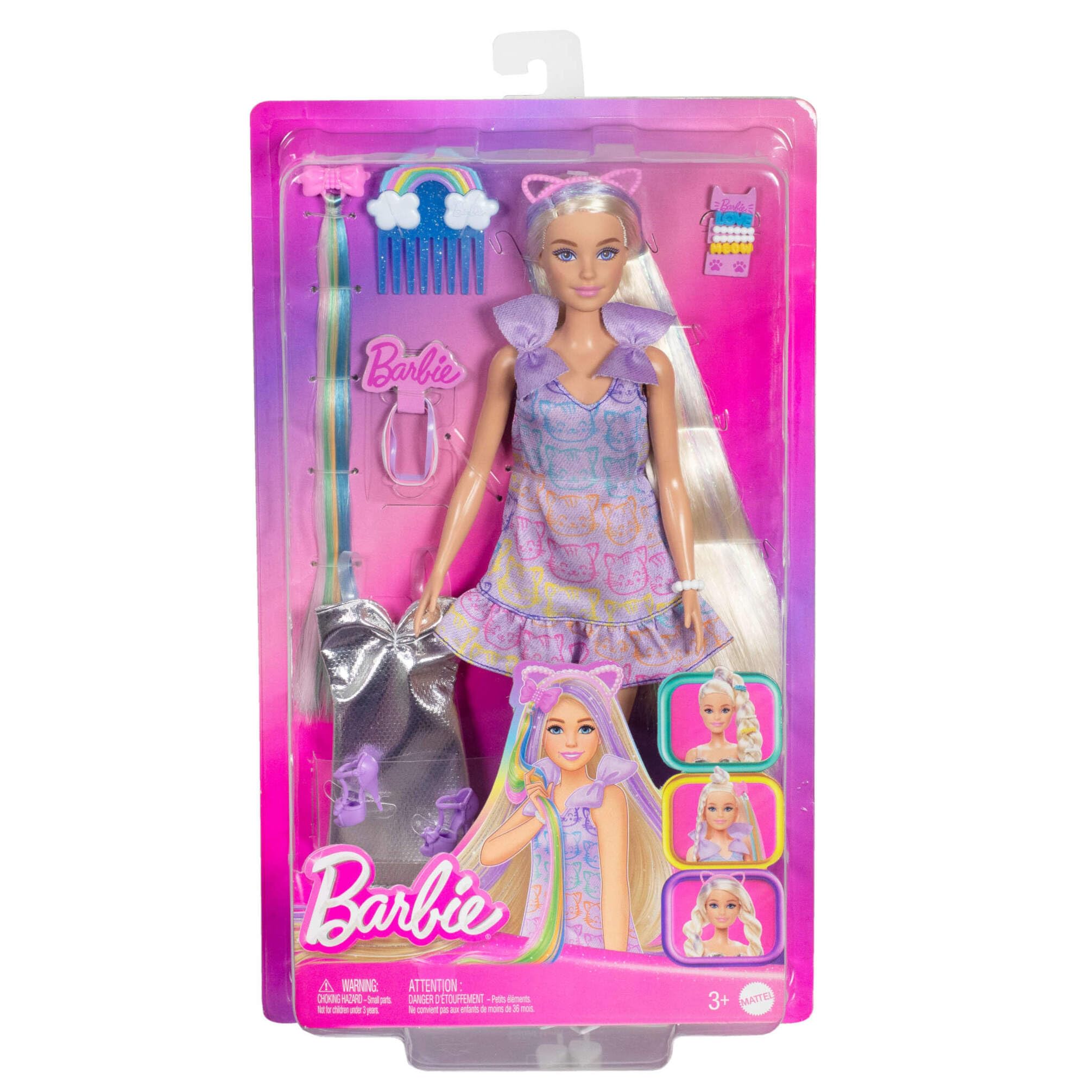 Barbie Fun & Fancy Hair Doll with Extra-Long Blonde Hair & 12-Piece Fashion Playset - Ages 3+ 6