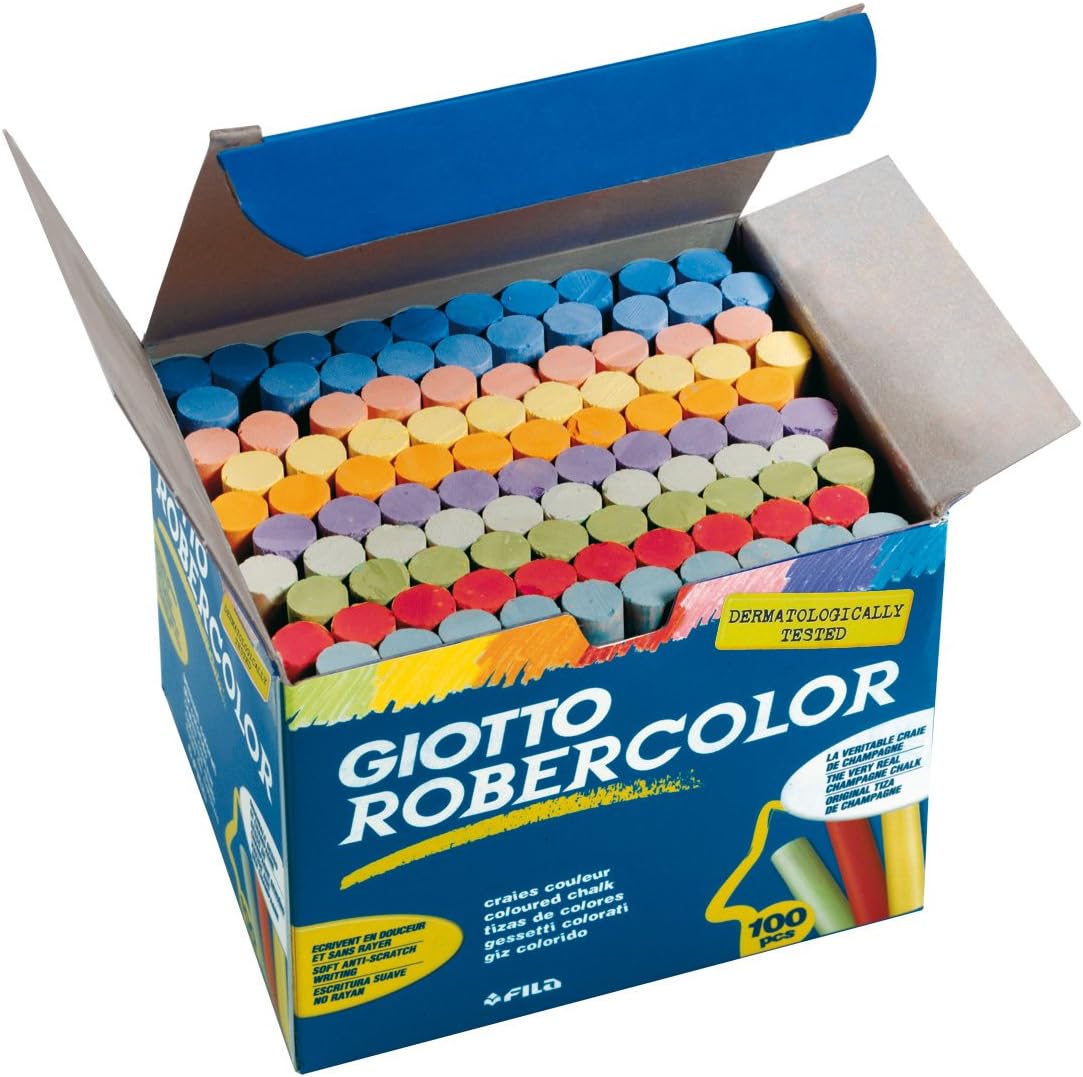 Giotto Robercolor Assorted Chalk - Dust-Free, Dermatologically Tested, Multi-Coloured