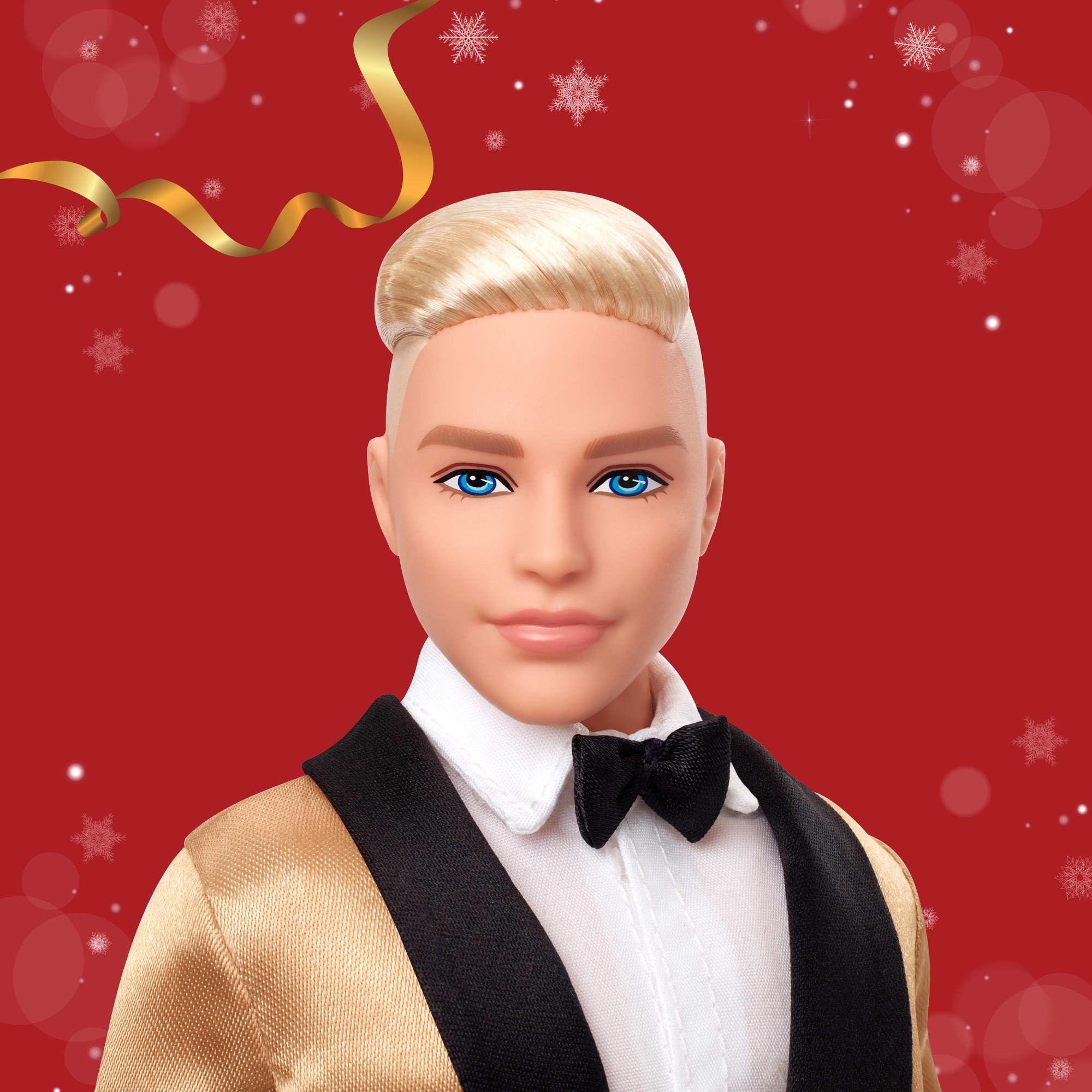 Barbie Signature 2025 Holiday Blonde Ken Collectible Fashion Doll - Golden Satin Suit & Platinum Hair 4