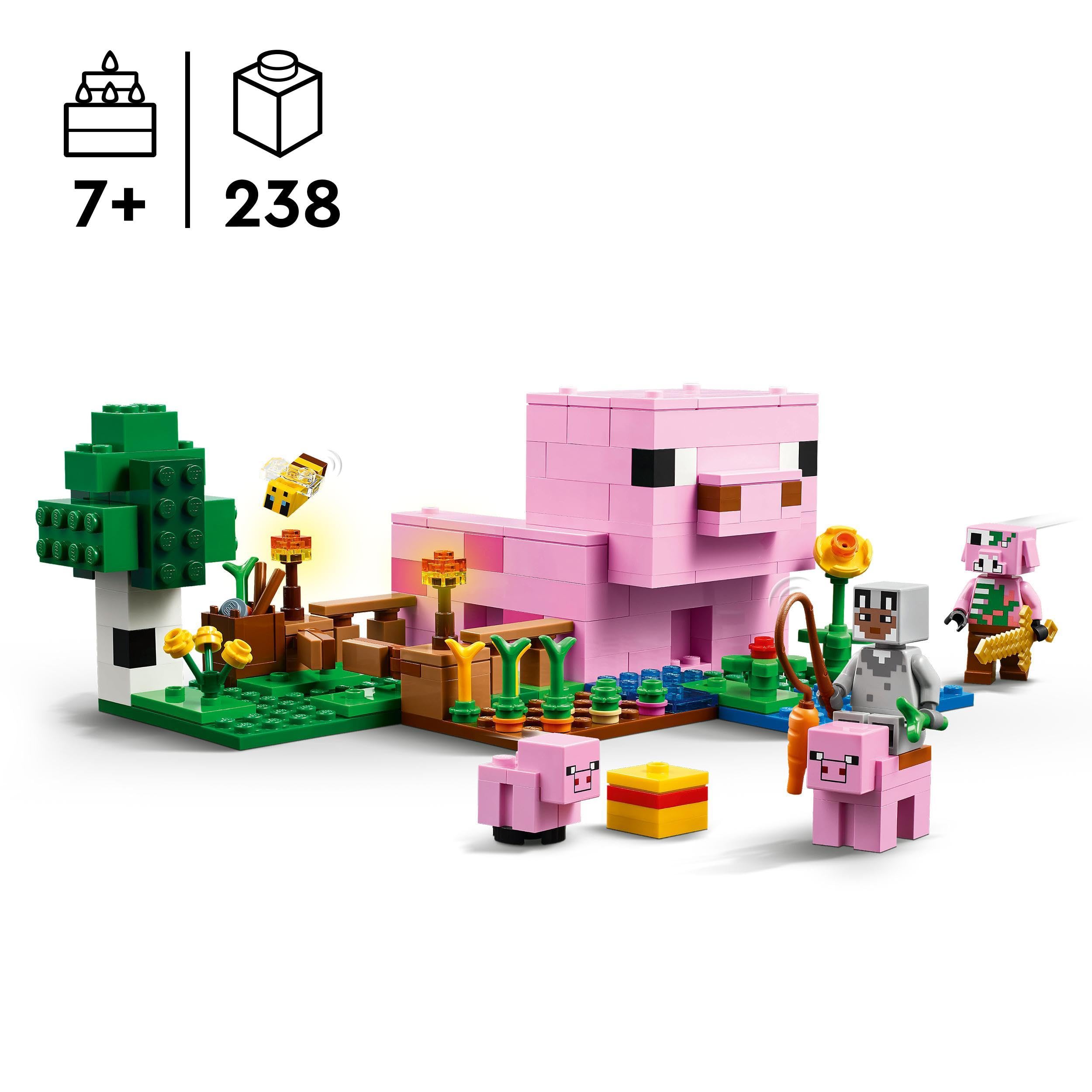 LEGO Minecraft The Baby Pig House Building Toy - 238-Piece Playset for Ages 7+