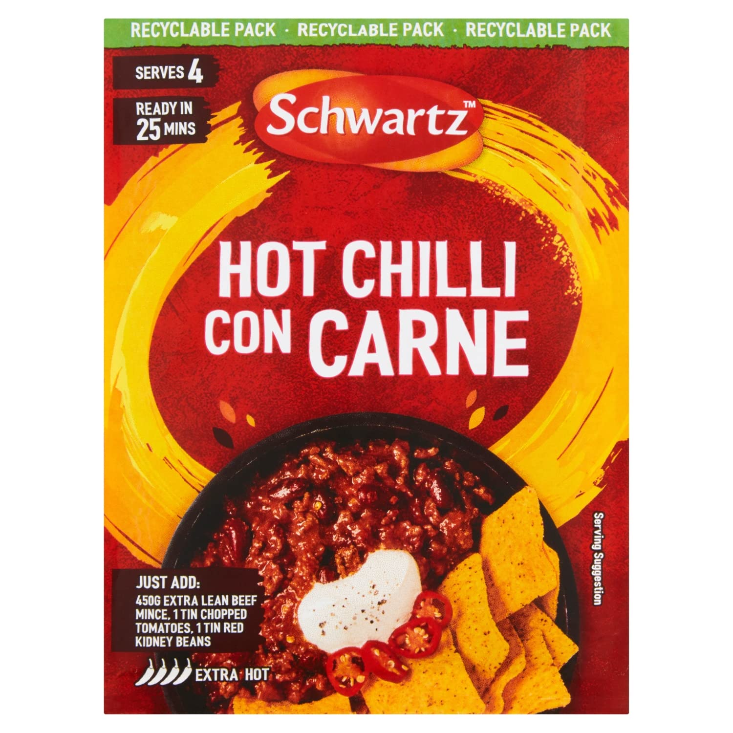 Schwartz - Hot Chilli Con Carne Mix 41g | Pack of 12 | Extra Hot | Vegan Friendly
