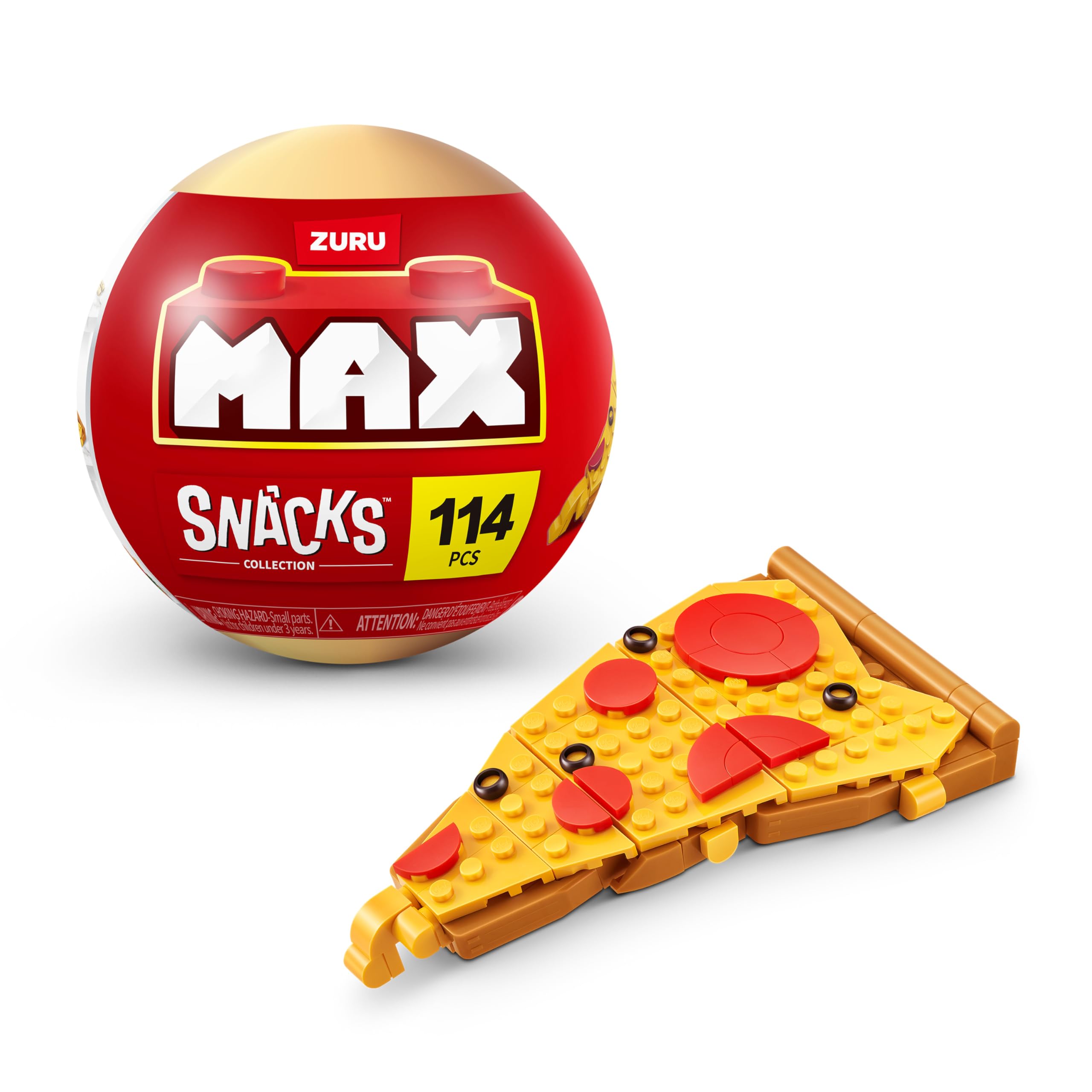 MAX Premium Snacks Building Bricks - Pizza Collectible Building Set for Ages 3+