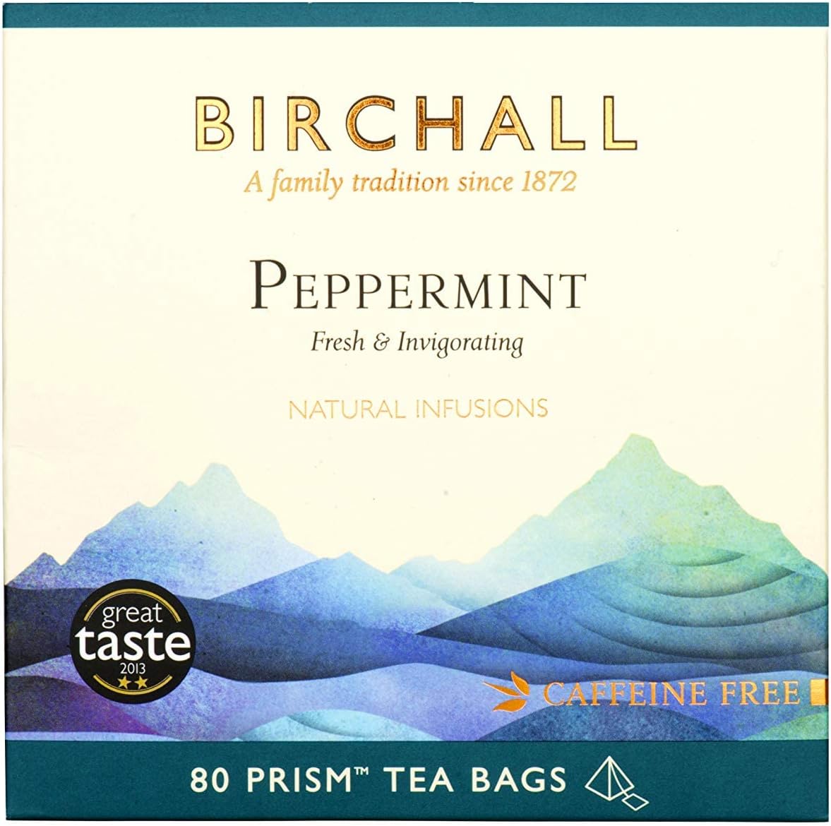 Birchall Peppermint Tea Gift Set - Caffeine Free Herbal Tea with 80 Plant-Based Tea Bags