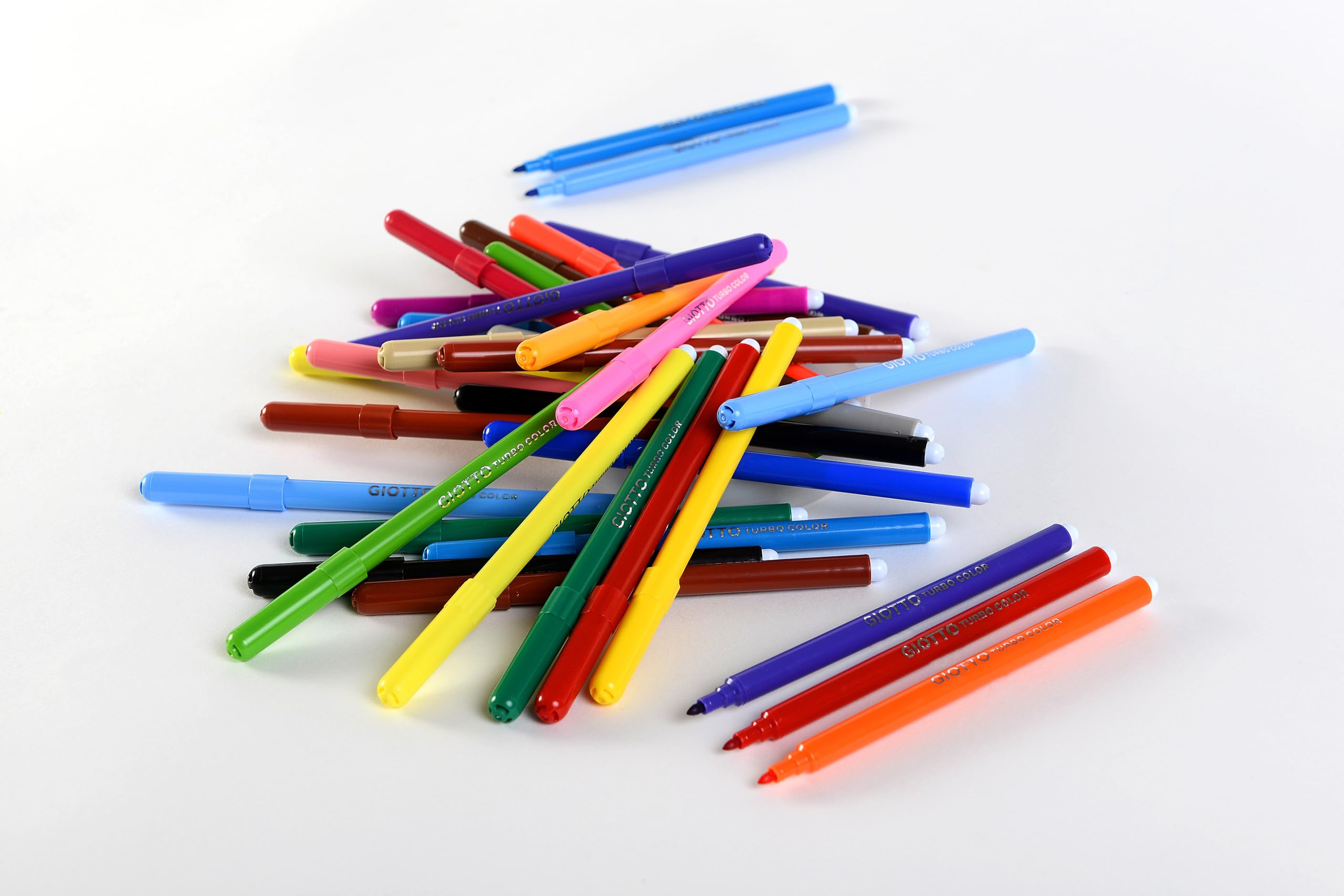 GIOTTO Turbocolor Felt Tip Fibre Pens - Fine Tip 2.8mm | 12 Assorted Colours | Washable