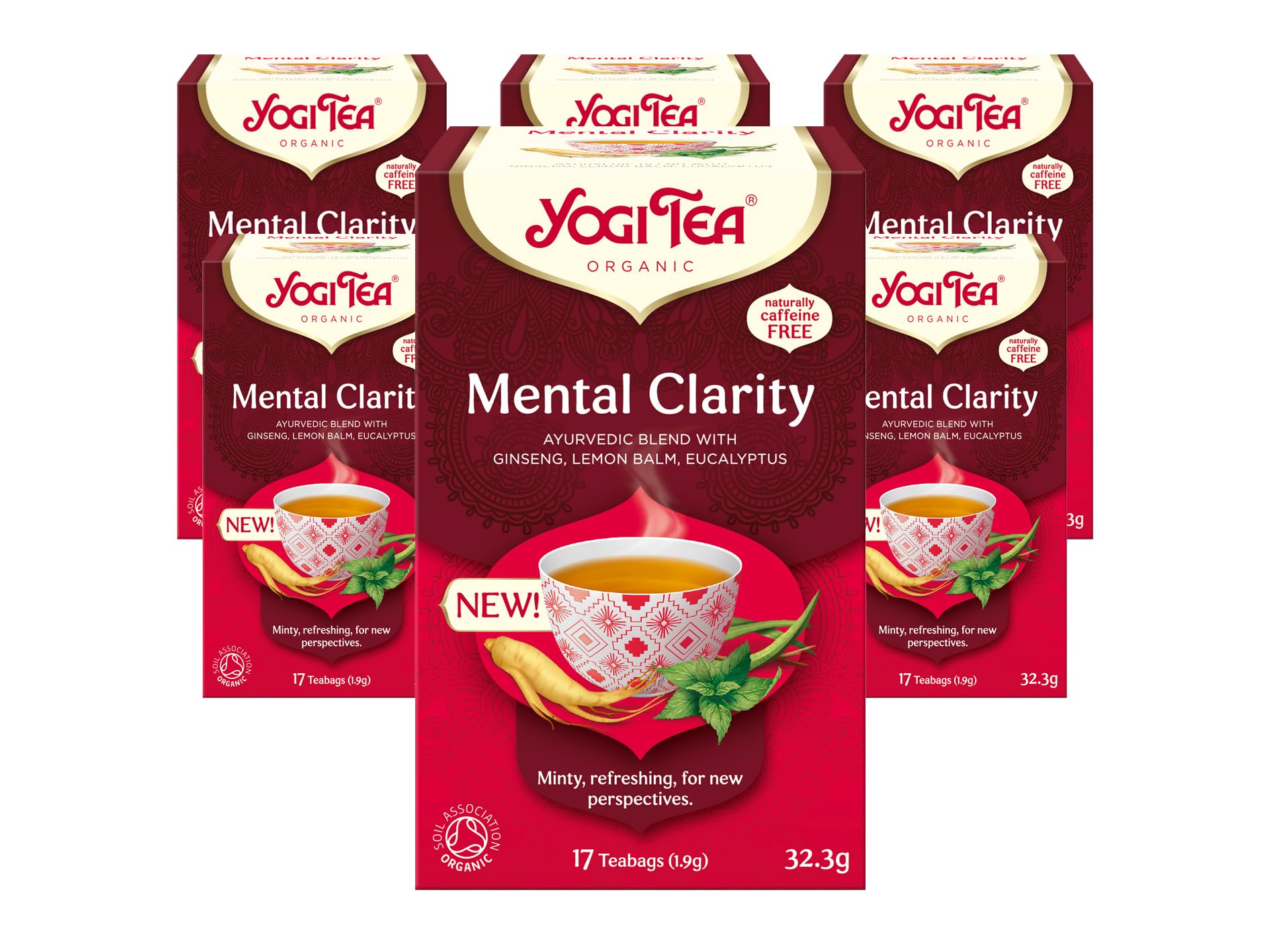 YOGI TEA Mental Clarity Organic Herbal Tea, Naturally Caffeine Free, 16 Tea Bags