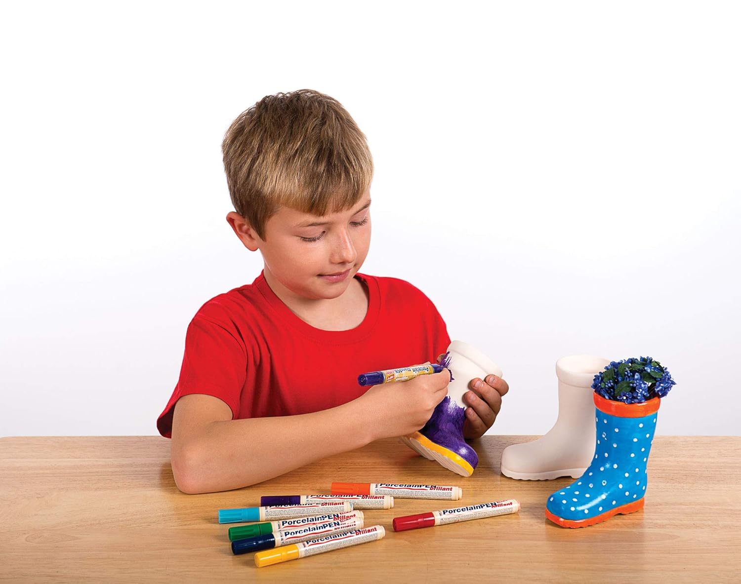 Baker Ross AG273 Wellington Boot Ceramic Flowerpots (Pack of 2) - Kids Paintable Craft Kit 3