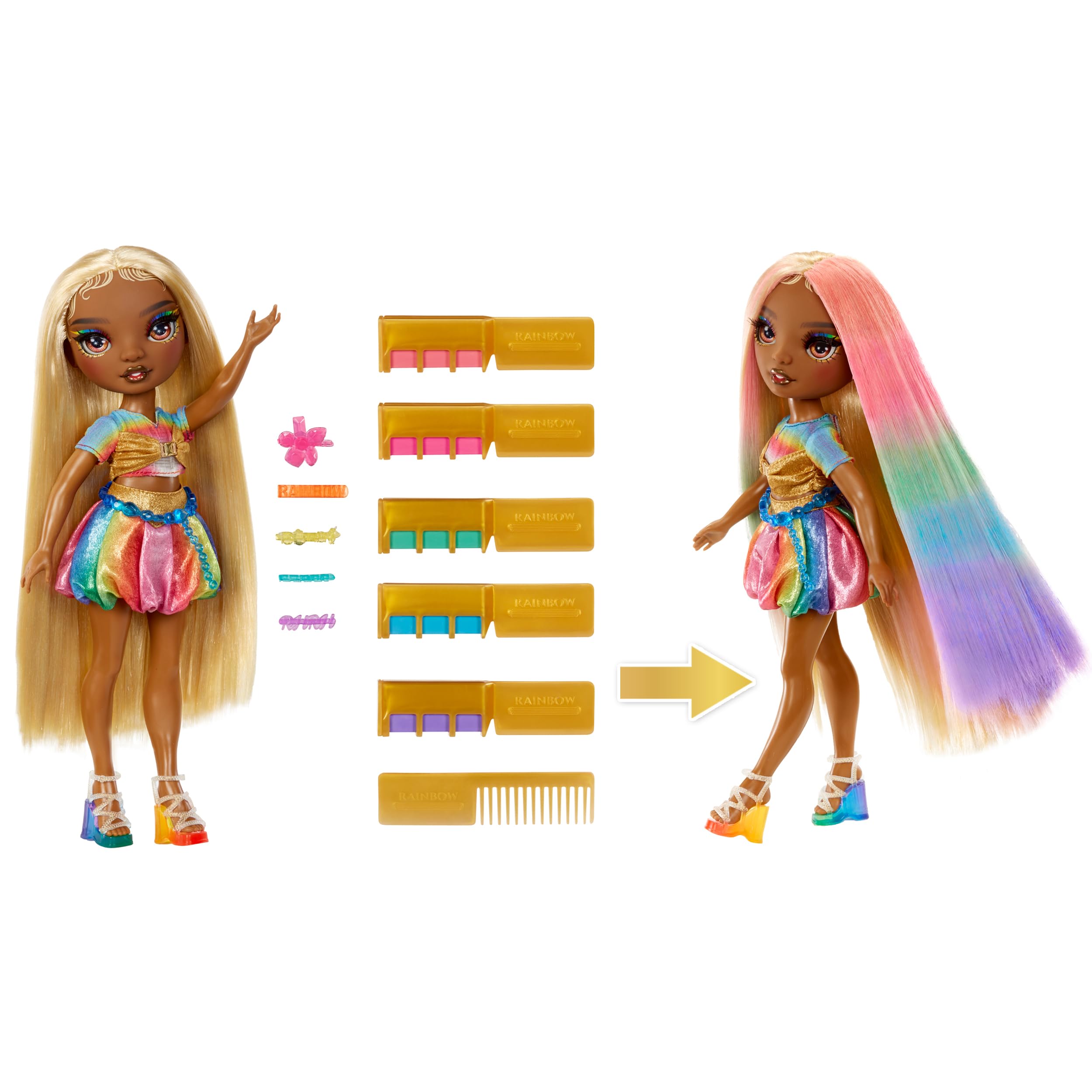 Rainbow High Meline Doll & Hair Chalk Styling Kit - 28 cm Rainbow & Gold Fashion Doll 3