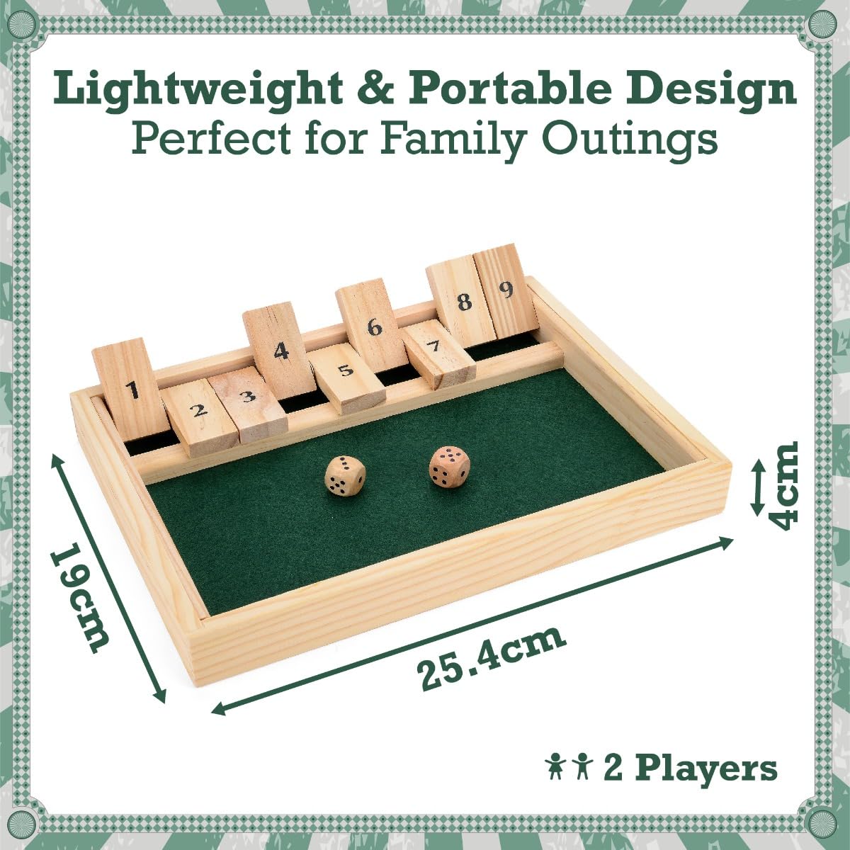 Toyrific Shut The Box Wooden Dice Game - 9 Number Classic Board Game 13