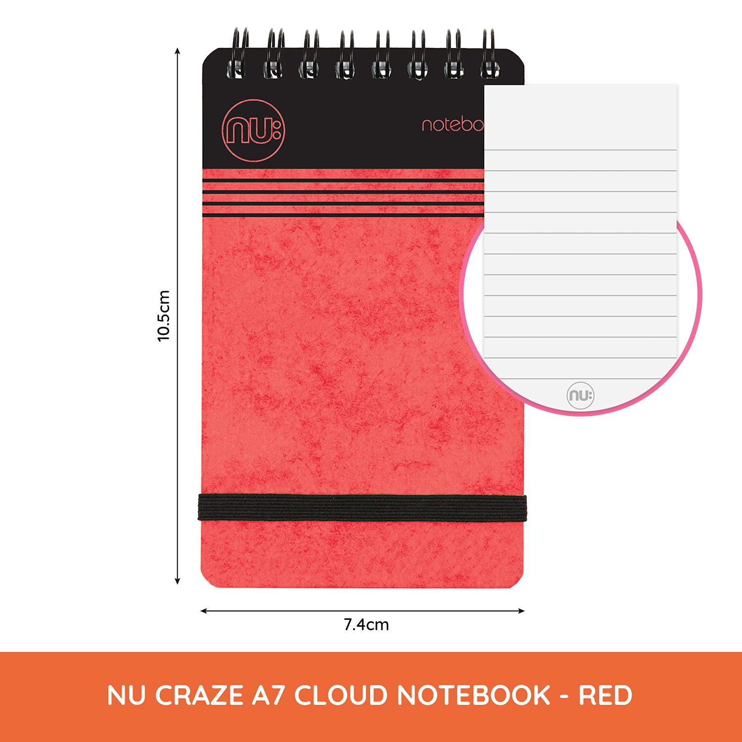 nu: Craze Cloud Range A7 Red Wirebound Notebook - 80gsm FSC Paper | Perforated Sheets 2