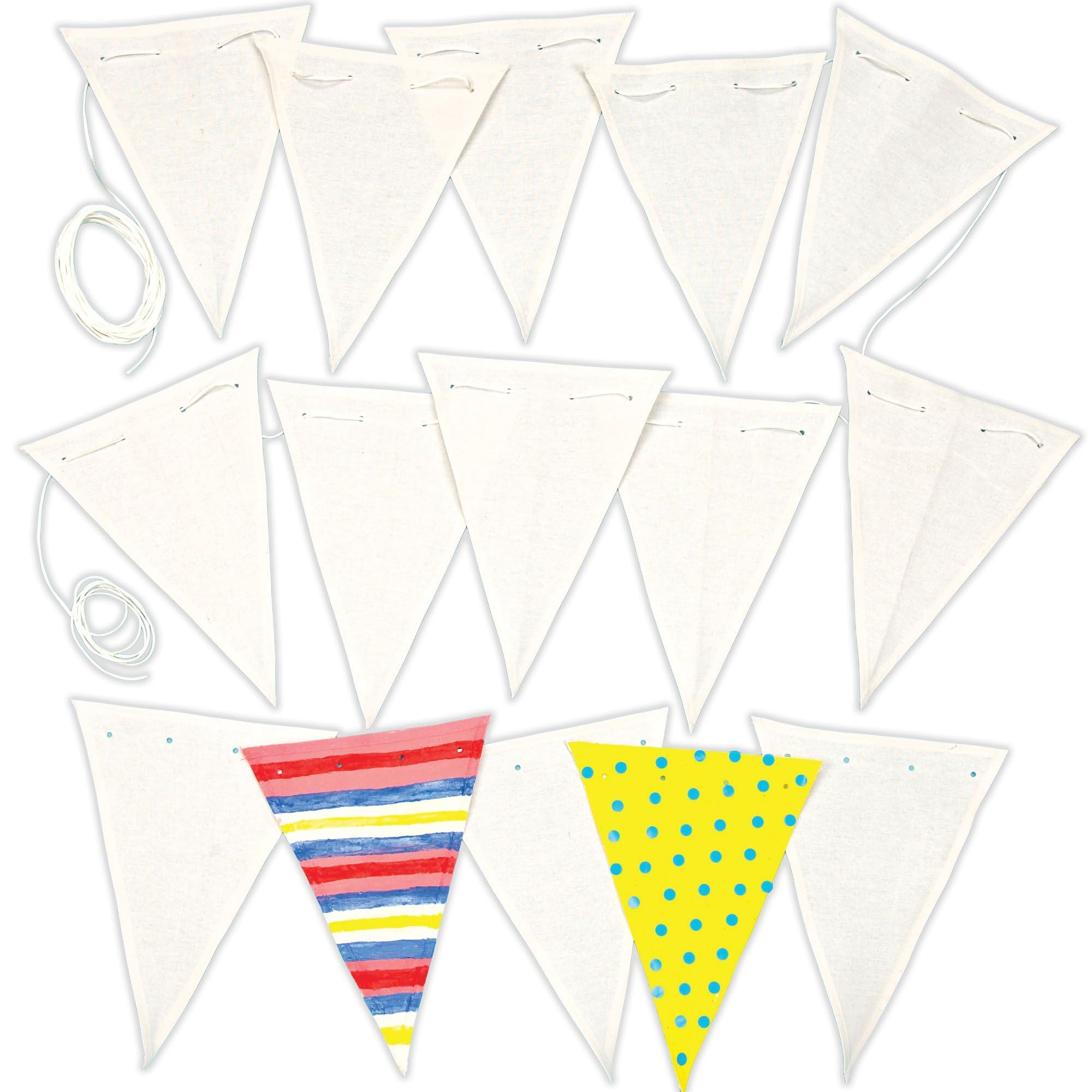 Baker Ross Design Your Own Fabric Bunting - 8m Cord, Pack of 15 Flags