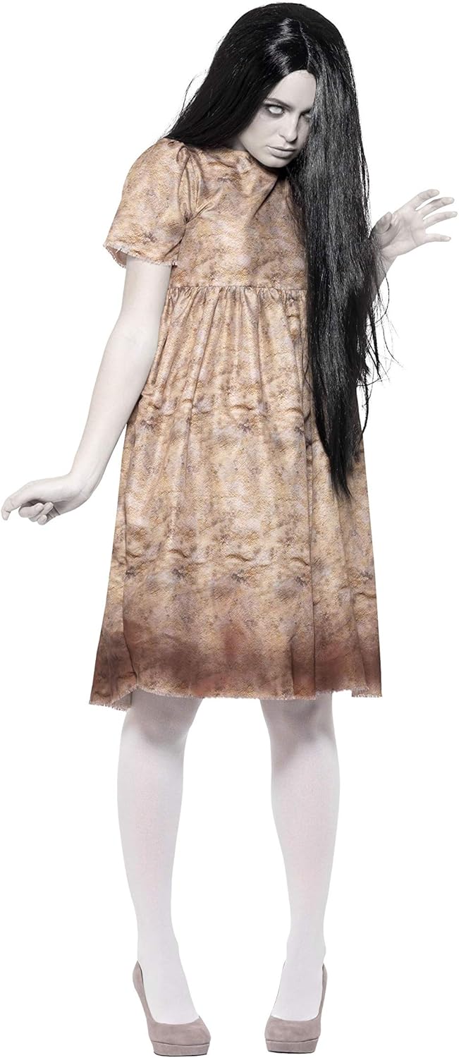 Smiffys Women's Evil Spirit Costume - Grey Decayed Dress & Wig [Model 47561S, Halloween, Themed Parties]