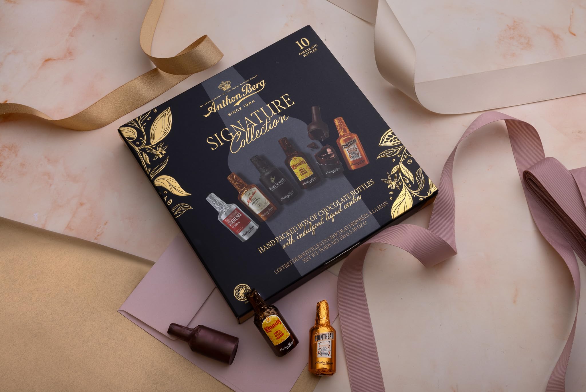 Anthon Berg 10 Chocolate Liqueurs Dark Chocolate Case With Spirits | 185g