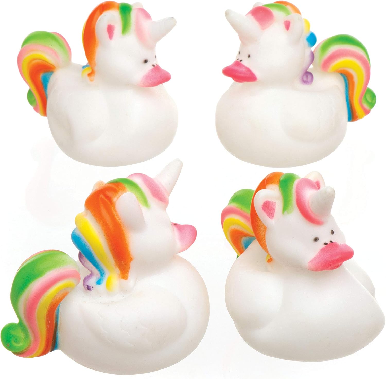 Baker Ross Rainbow Unicorn Rubber Ducks - Bath Toys for Kids, Party Bag Fillers (Pack of 8)