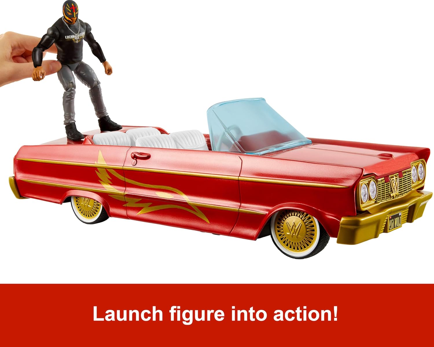 WWE Lucha Low Rider Vehicle with Rey Mysterio Action Figure - Mattel HYT25 Playset 3