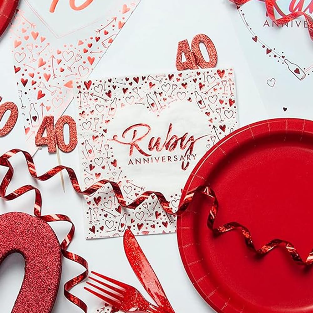 Anniversary House Ruby 40. Jubiläum, 3-lagige Lunchservietten | 16er-Pack 4