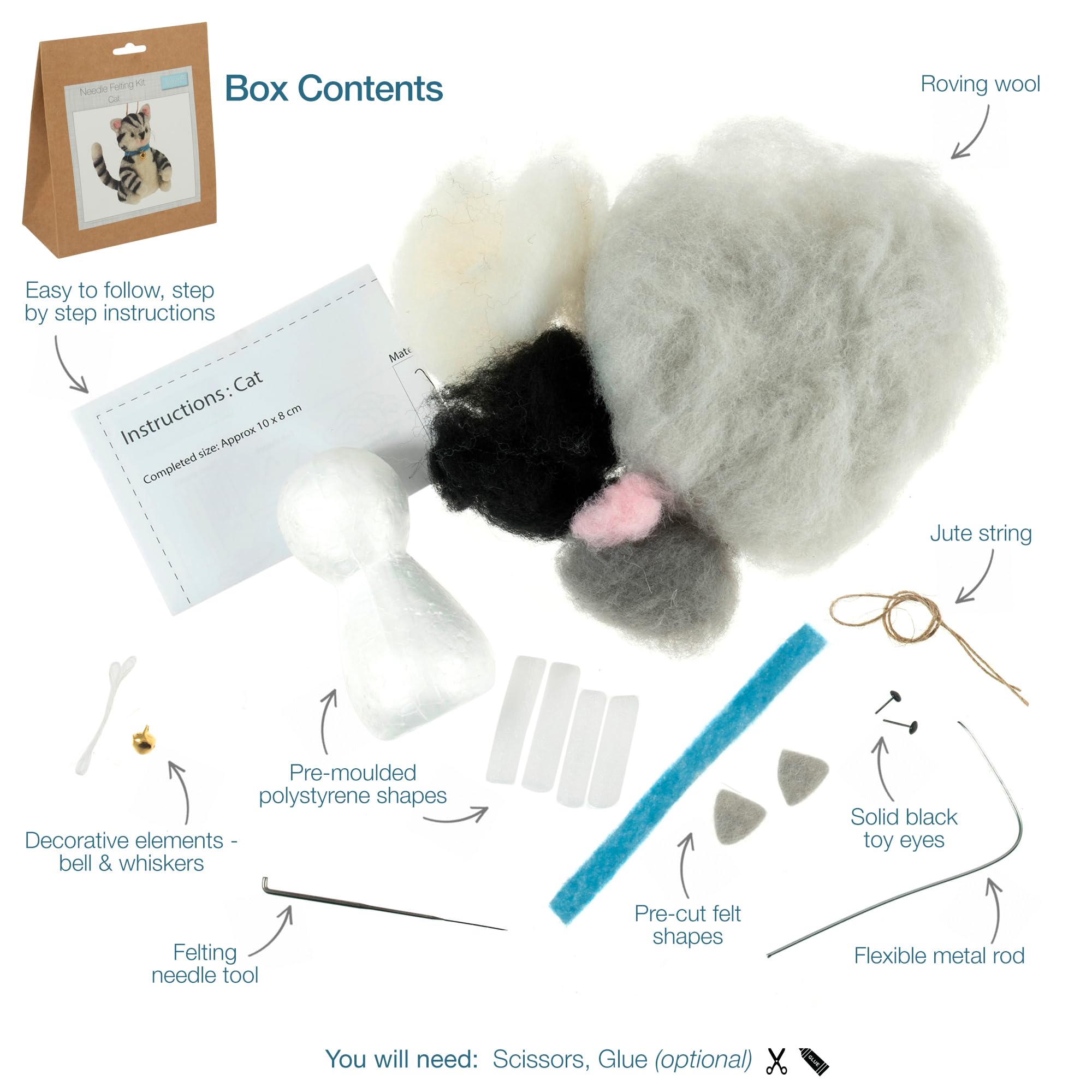 Trimits Needle Felting Craft Kit - Cat Design for Beginners 8