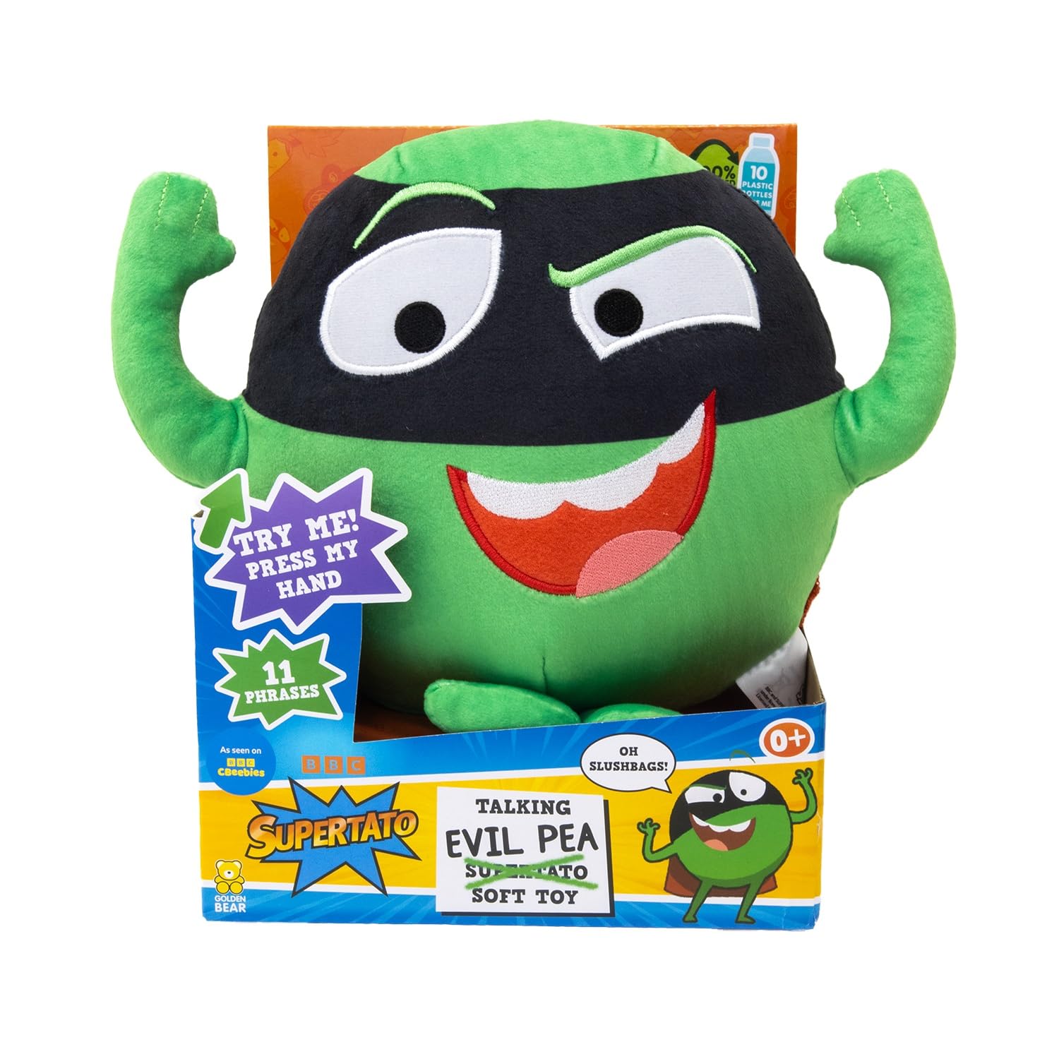 Talking Evil Pea Soft Toy - Interactive Plush from Supertato Books & CBeebies Series 3