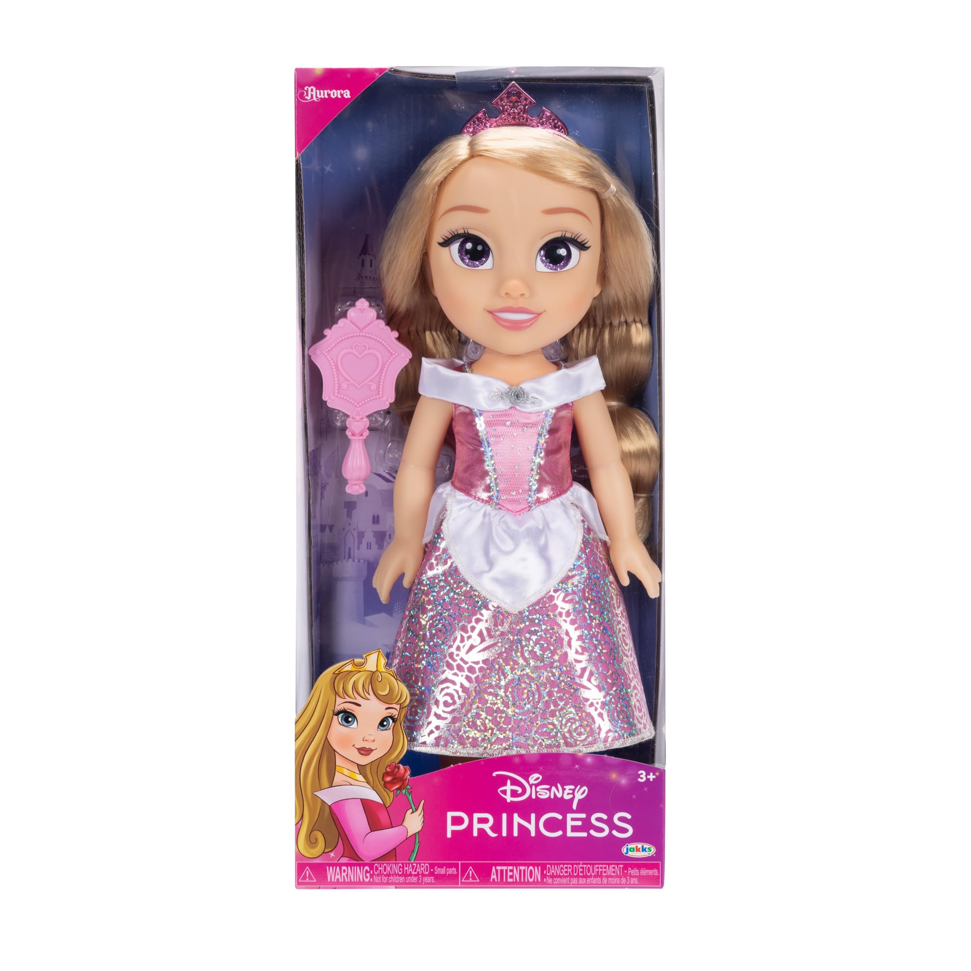 Disney Princess Aurora Fashion Doll - 14" Shimmery Holofoil Dress with Brush & Tiara, Ages 3+ 5