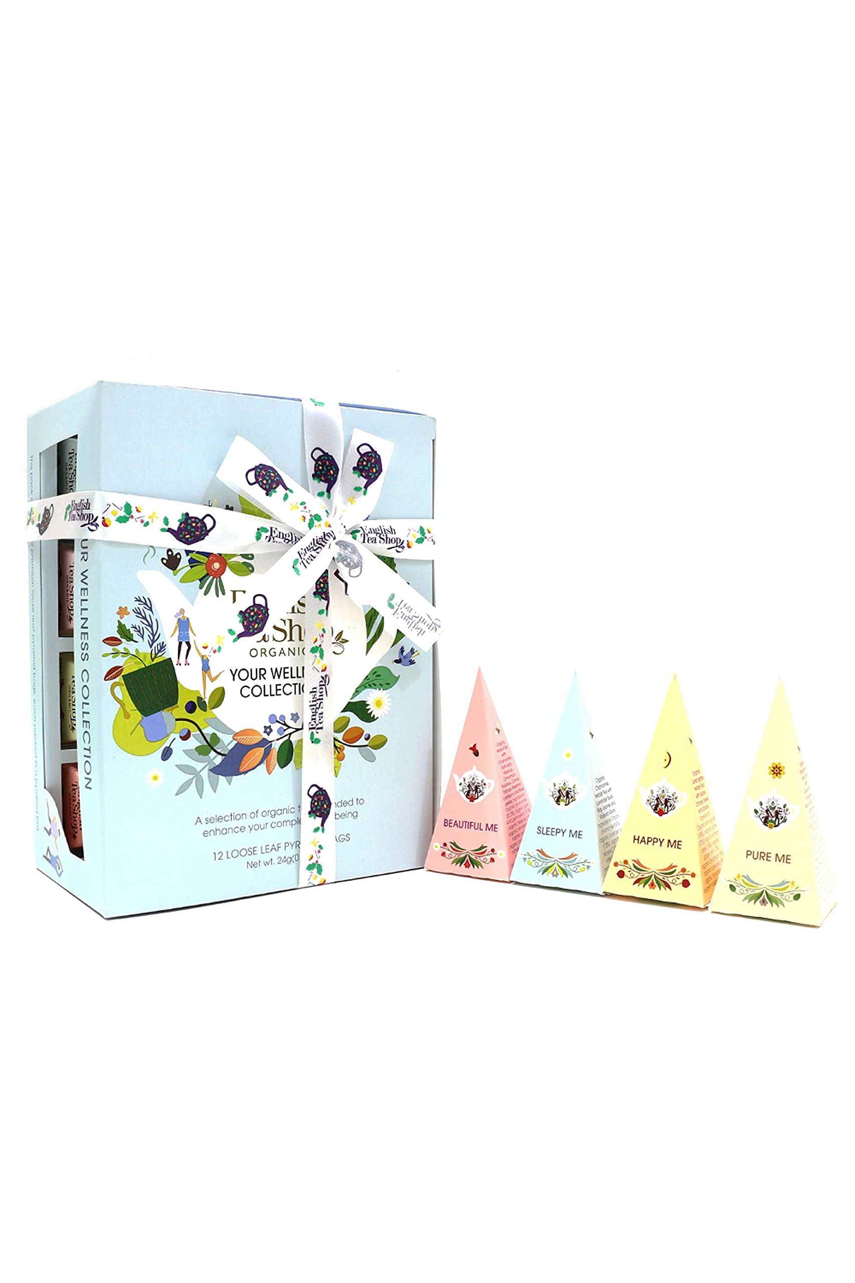 English Tea Shop Organic Wellness Tea Collection - 12 Pyramid Tea Bags | 6 Flavours