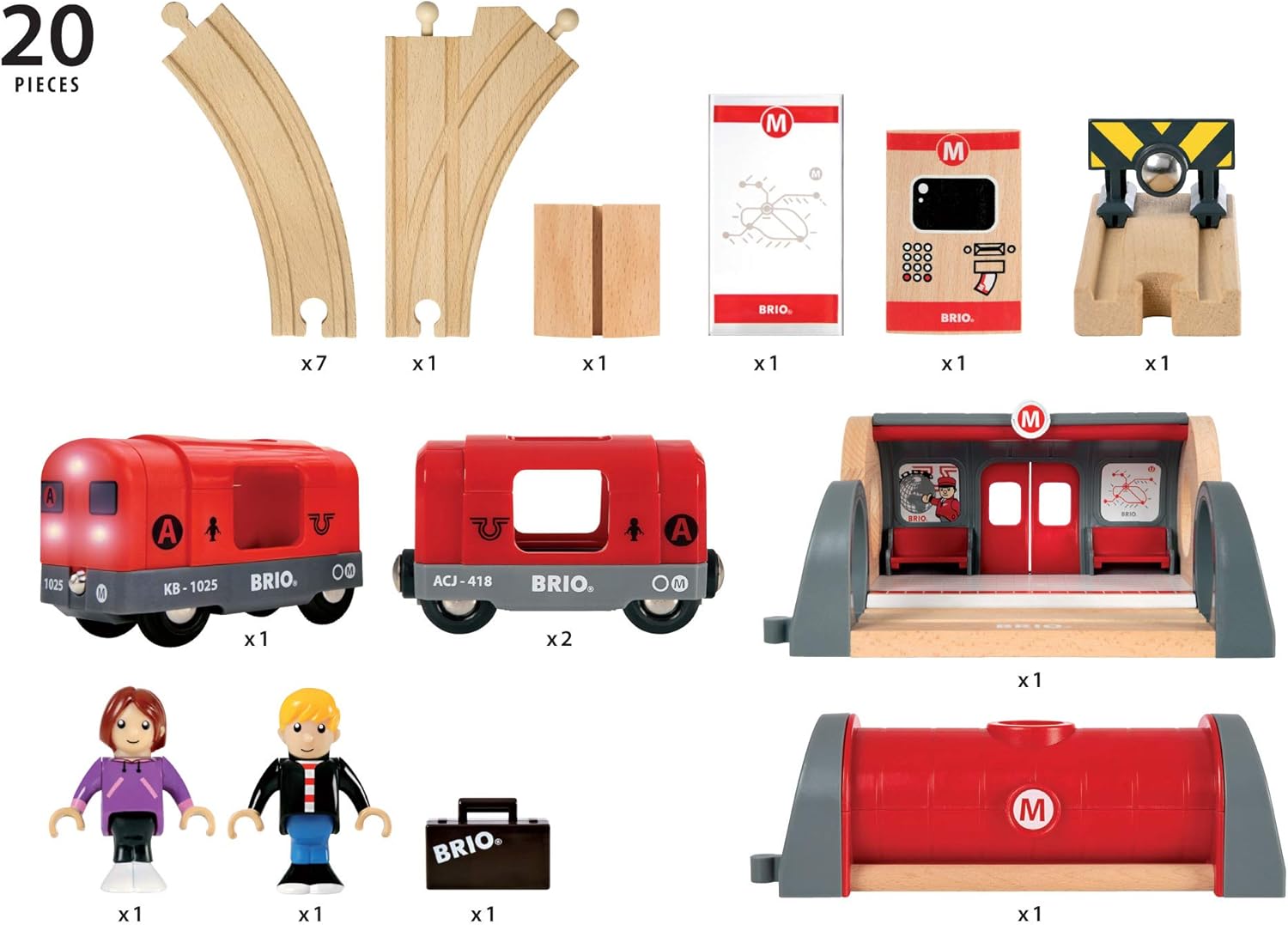 BRIO World Metro Train Set - Wooden Railway Playset for Kids 3 Years Up 9