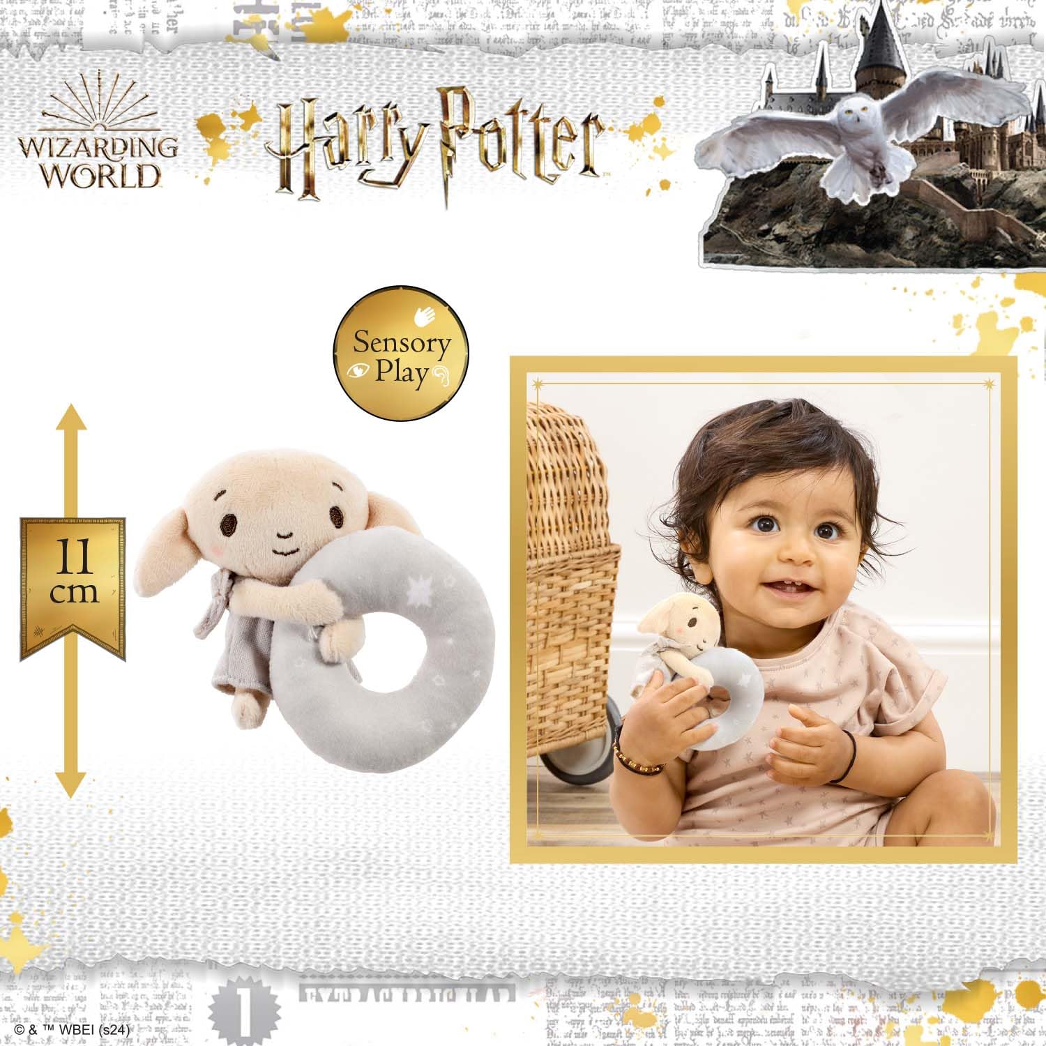 Rainbow Designs Harry Potter Dobby Plush Baby Rattle - Soft Sensory Toy for Newborns & Toddlers 4