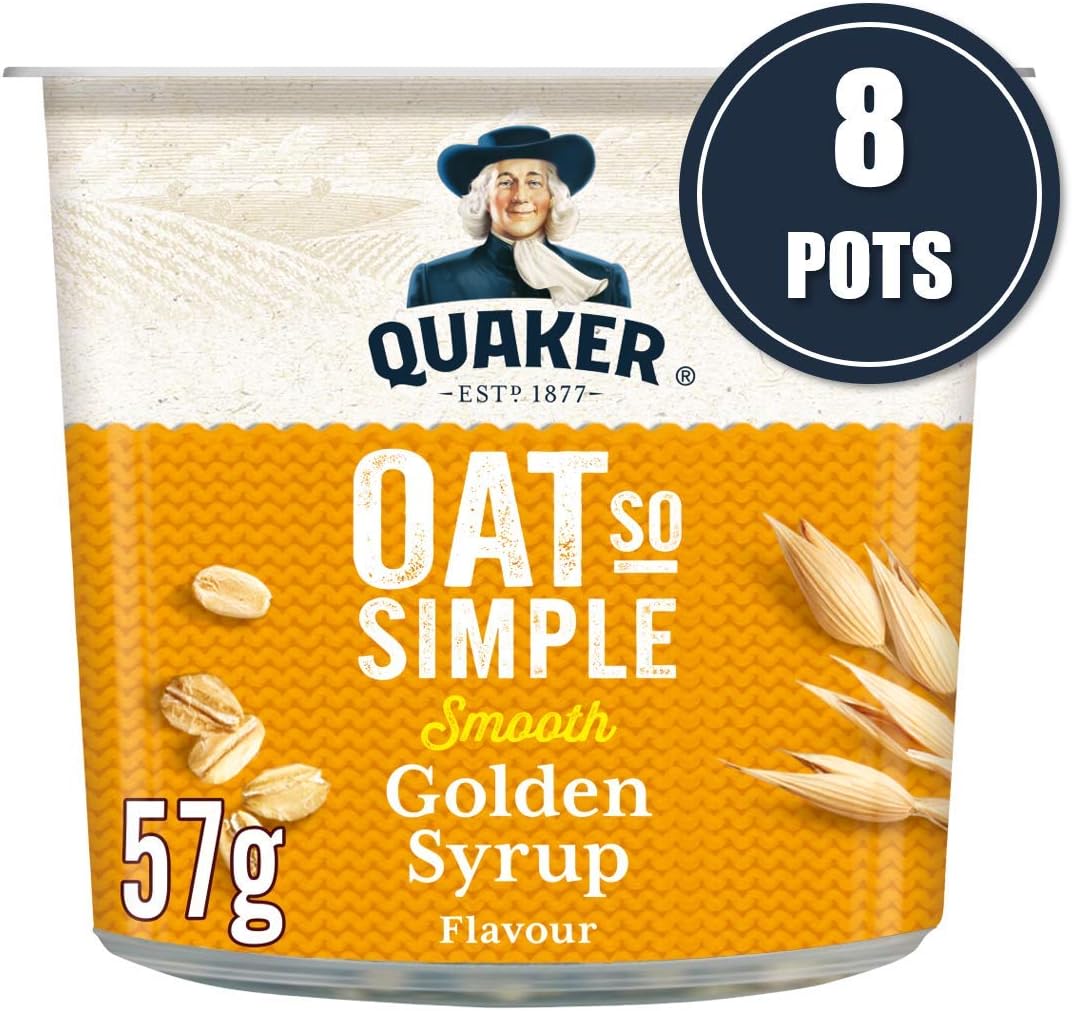 Quaker Oat So Simple Golden Syrup Porridge Pots, 57g (Pack of 8)