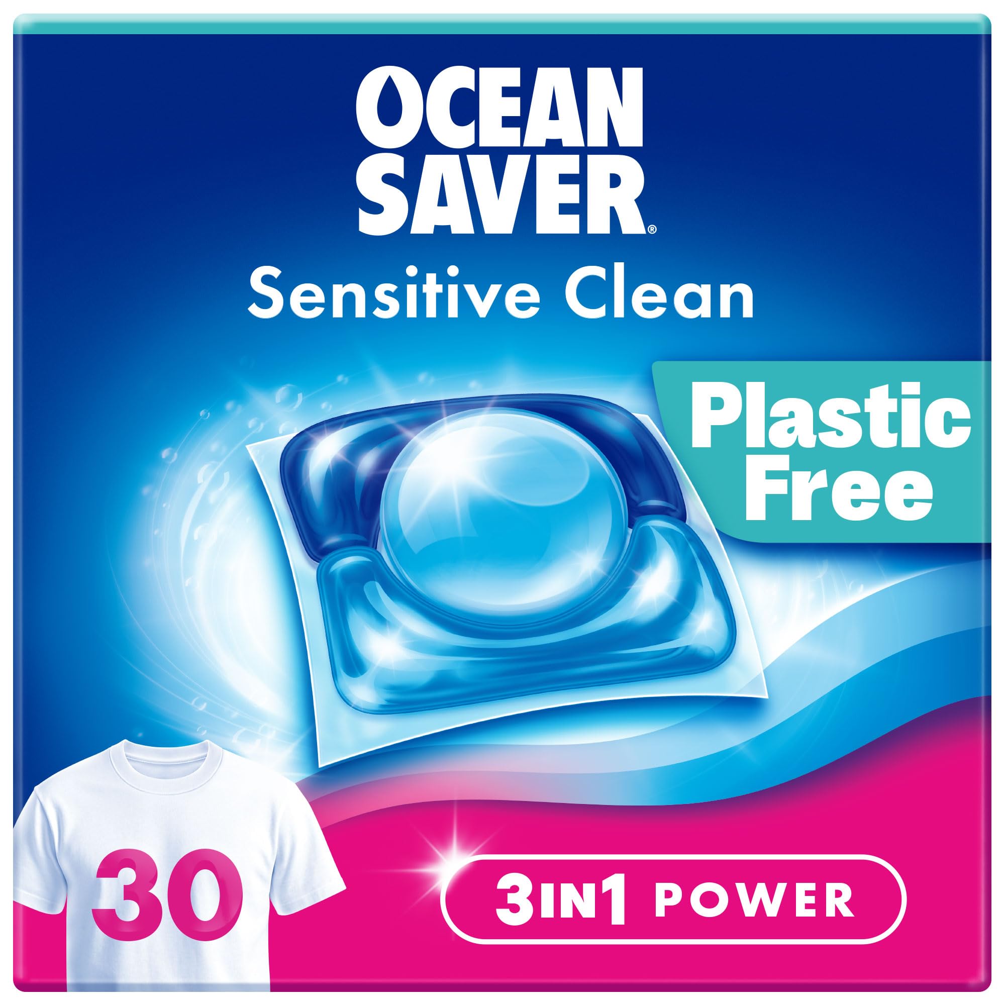 OceanSaver Non-Bio Laundry Detergent Capsules - 30 Washes | Sensitive Skin Formula