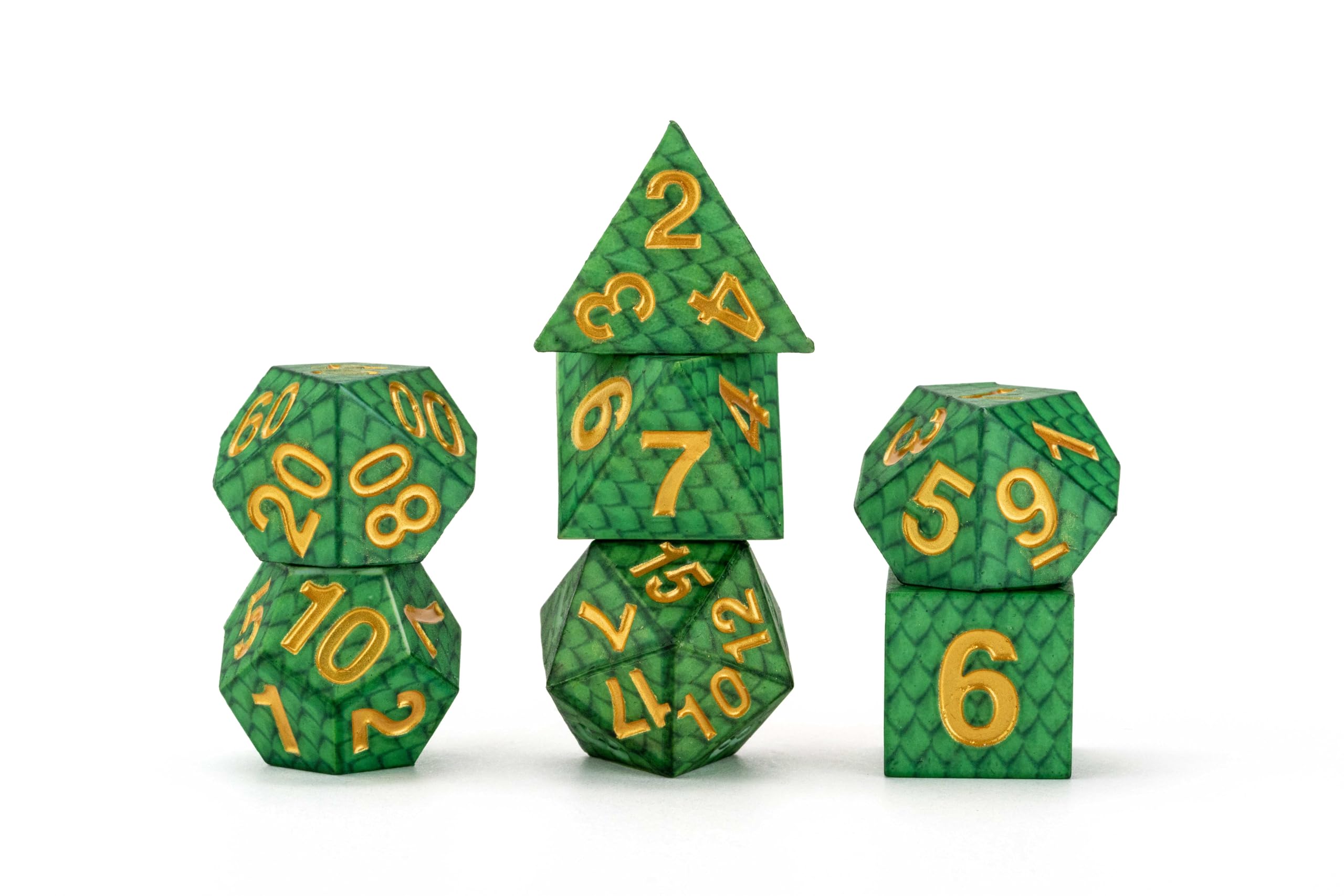 Metallic Dice Games Dragon Storm Silicone Dice Set - 7-Piece Polyhedral, 16mm, Green Dragon Scale Effect 6