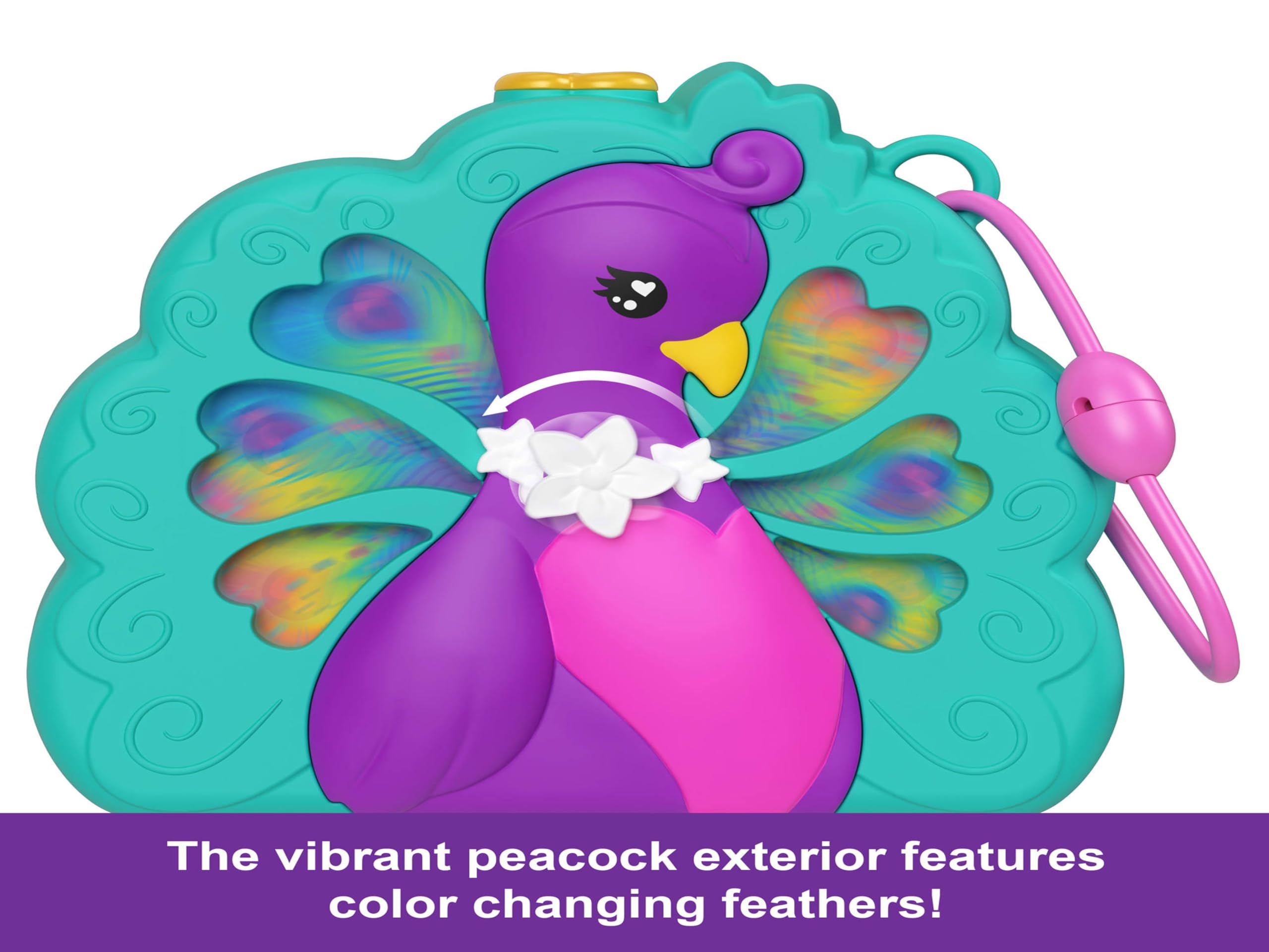 Polly Pocket Peacock Garden Compact Playset - 2 Micro Dolls with Pets & 14-Piece Travel Toy for Ages 4+ 4