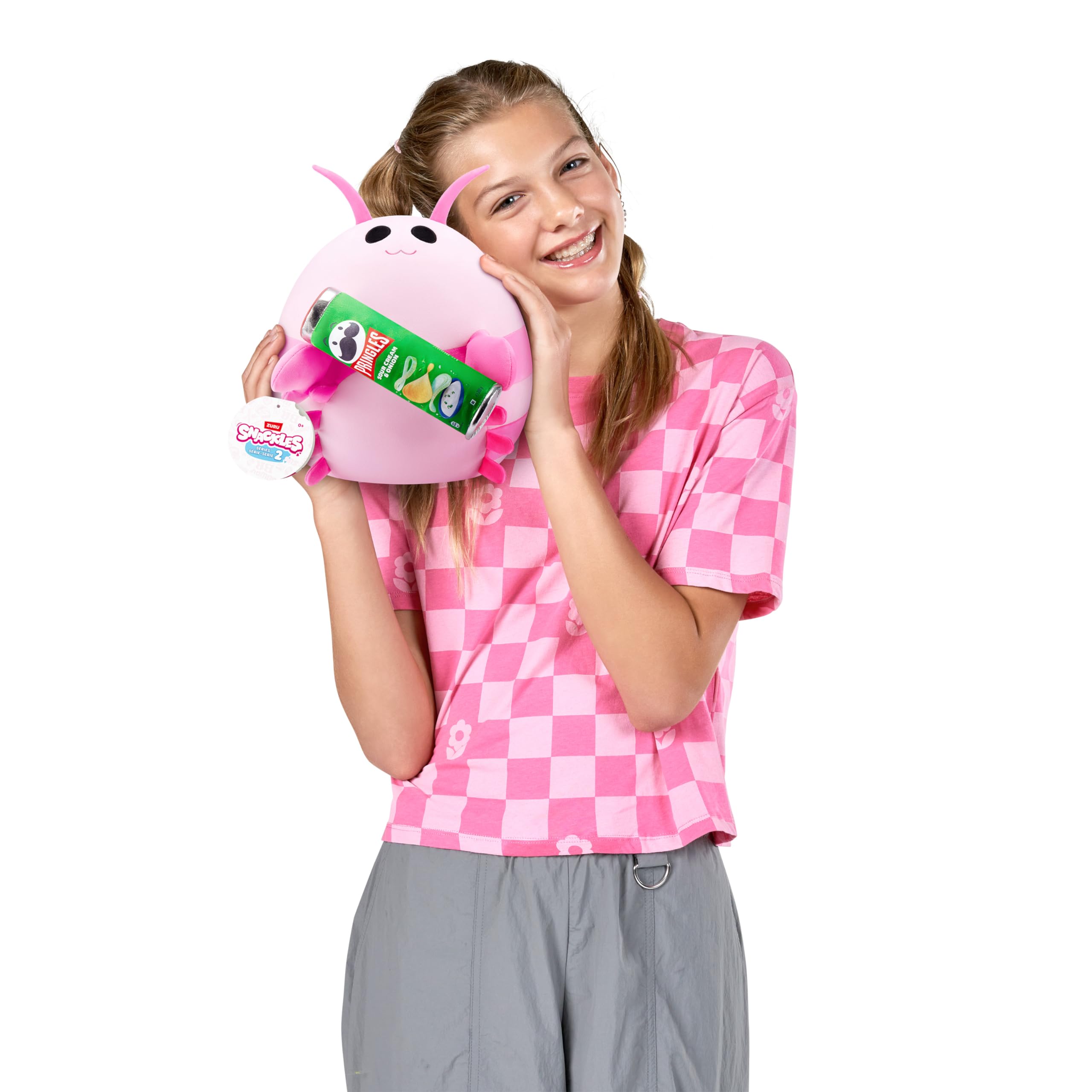Snackles Series 2 - Pink Shrimp (Pringles, Sour Cream & Onion) Plush Toy, 8-inch Collectible Stuffed Animal