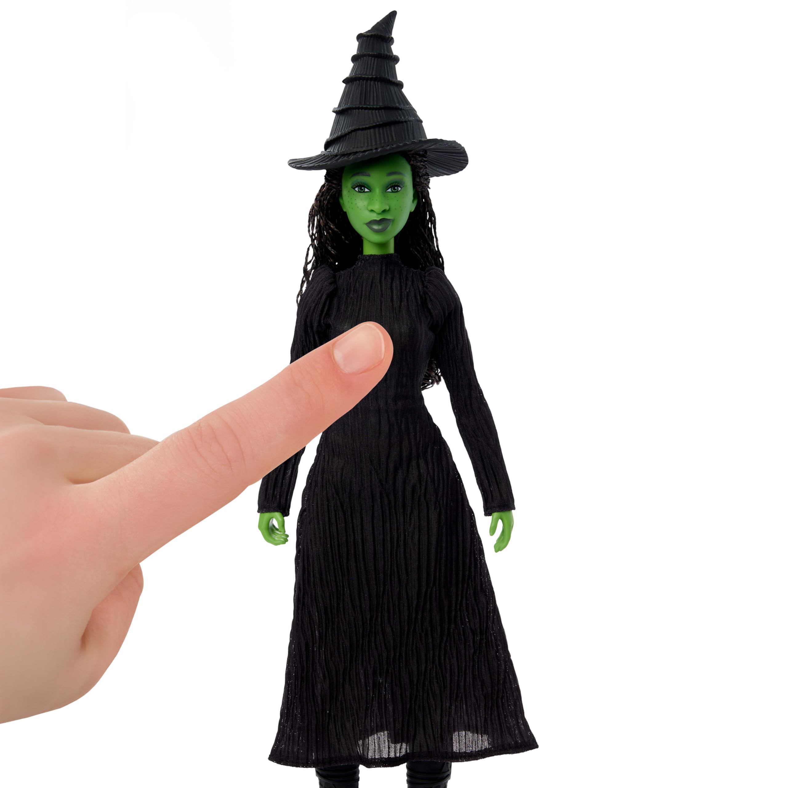 Mattel Wicked Singing Elphaba Fashion Doll & Accessories - Posable Musical Doll with Green Skin, Braided Hair, and Removable Dress 5