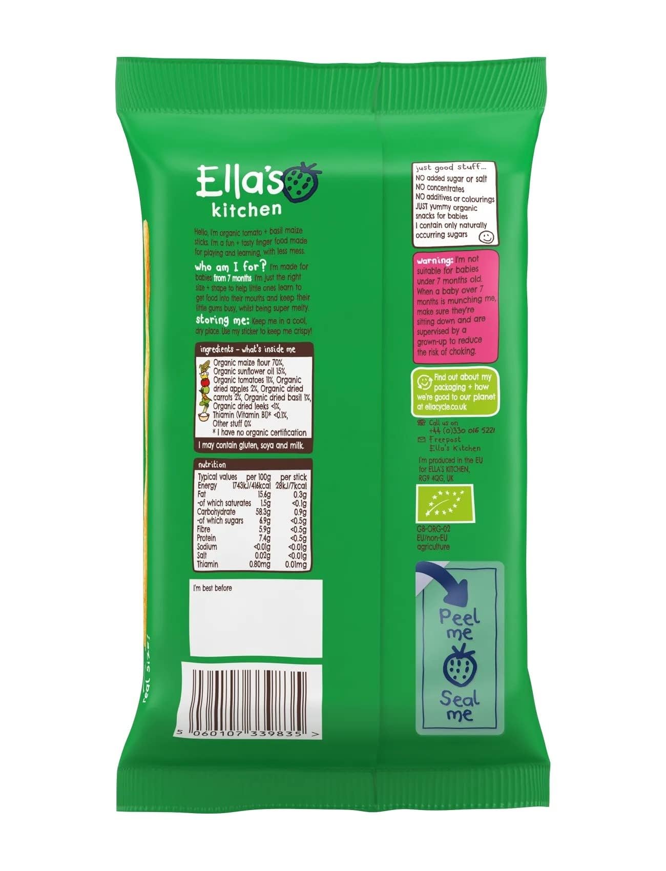 Ella's Kitchen - Tomato and Basil Melty Sticks, 16g 4