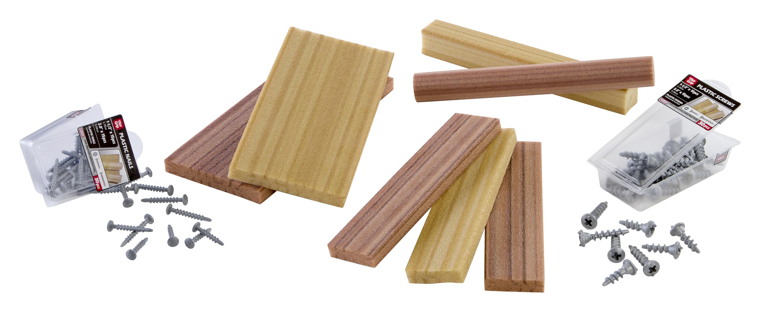 Little Tikes Creative Construction Wood, Nails & Screws Bundle - Realistic Play Tools for Kids 3+